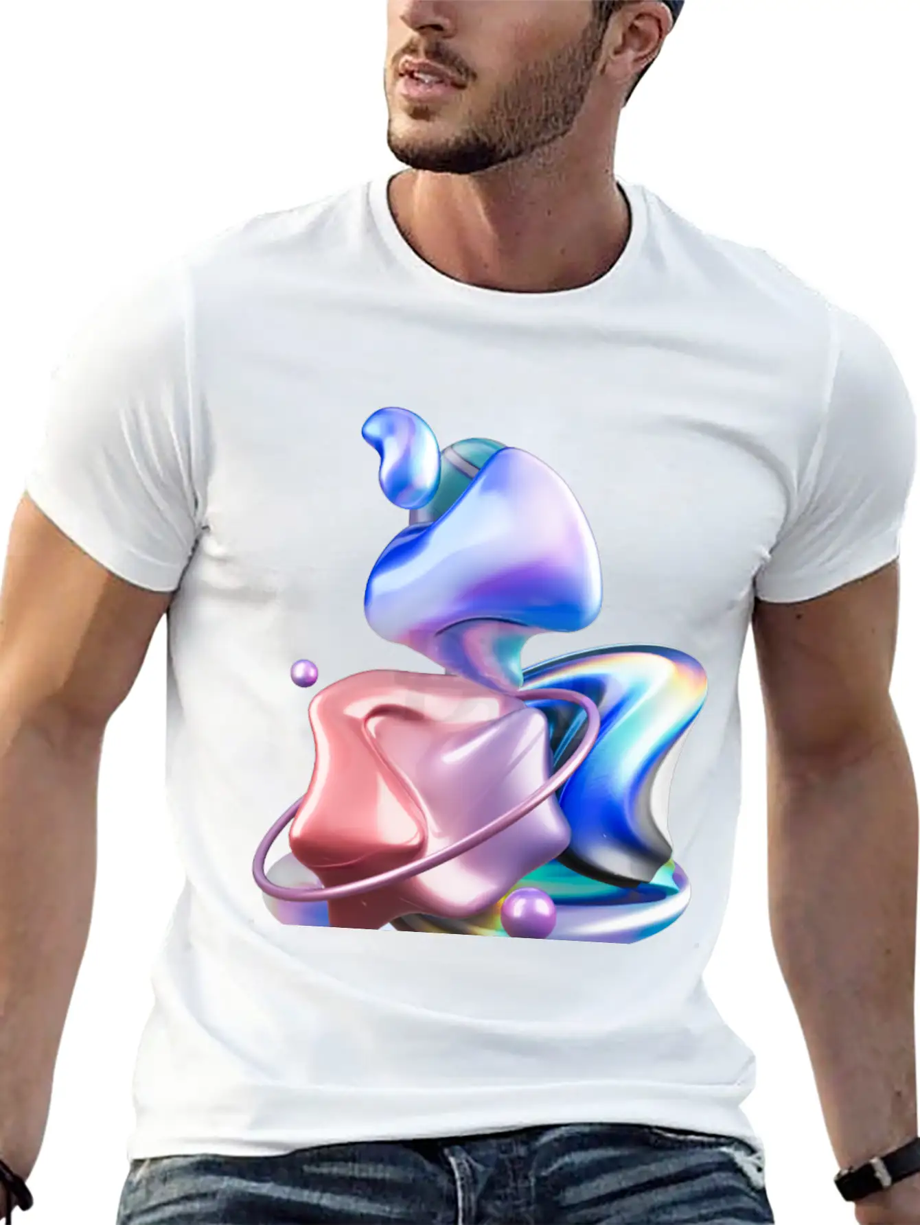 3D Holographic Abstract Basic Graphic T-Shirt – Daily Comfort In Soft Cotton