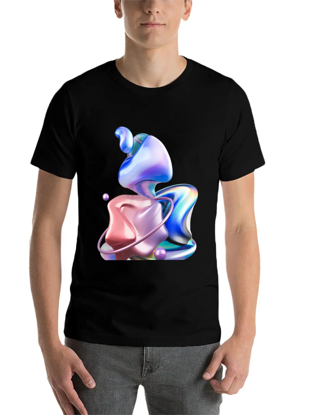 3D Holographic Abstract Basic Graphic T-Shirt – Daily Comfort In Soft Cotton