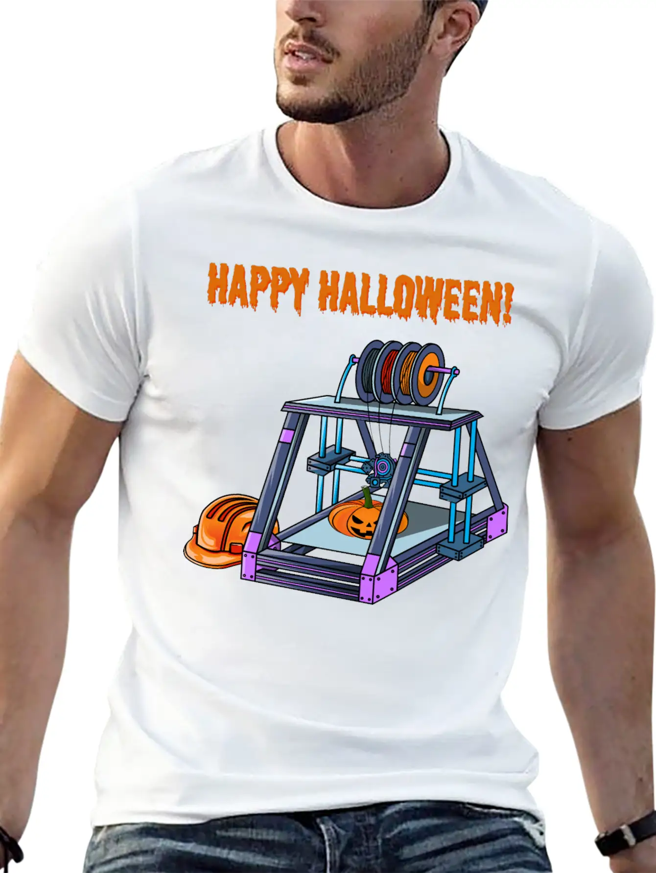 3D Printer #3 Halloween Edition Classic Fit Graphic Tee For Daily Comfort – Unisex Cotton Shirt