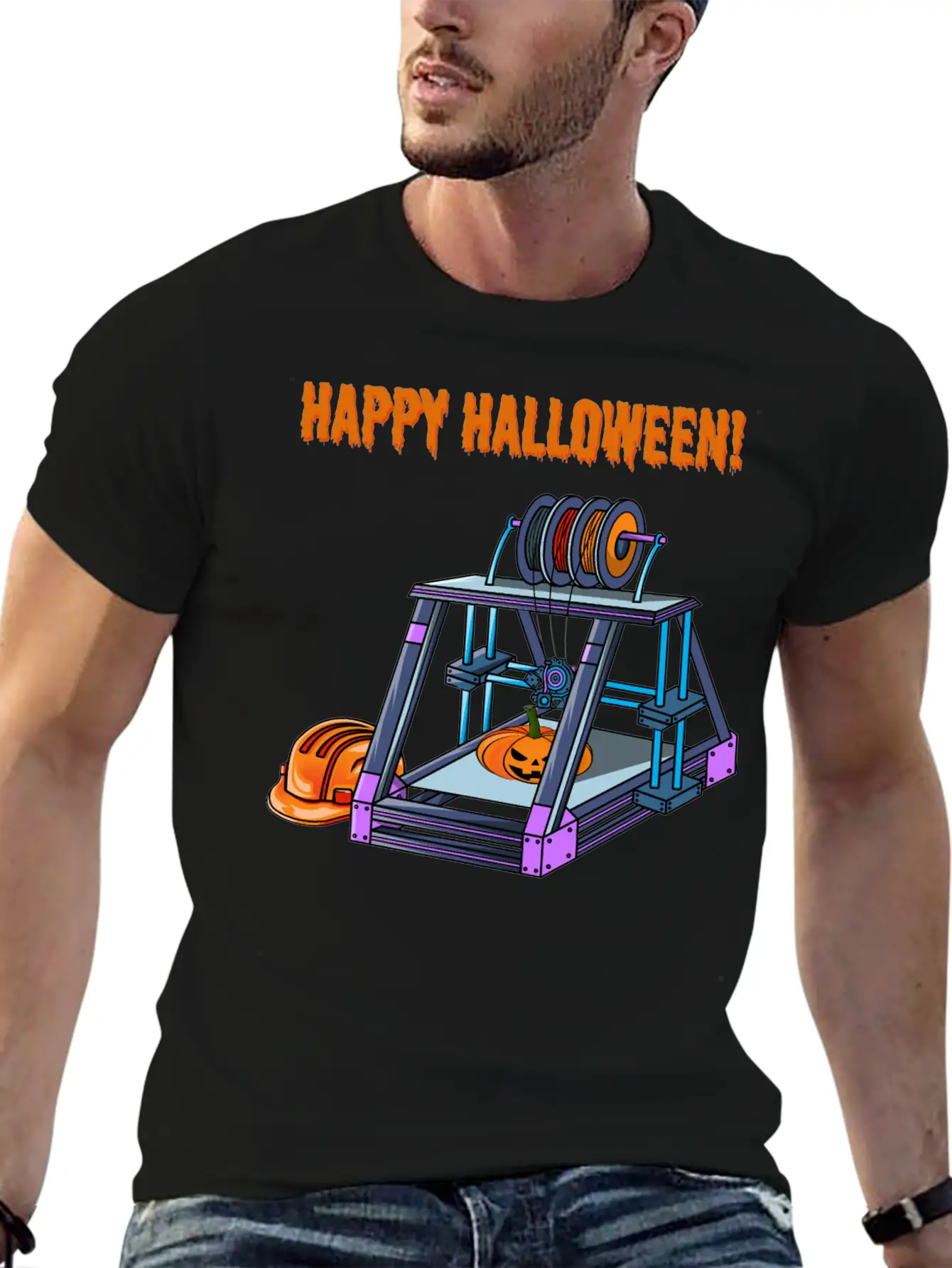 3D Printer #3 Halloween Edition Classic Fit Graphic Tee For Daily Comfort – Unisex Cotton Shirt