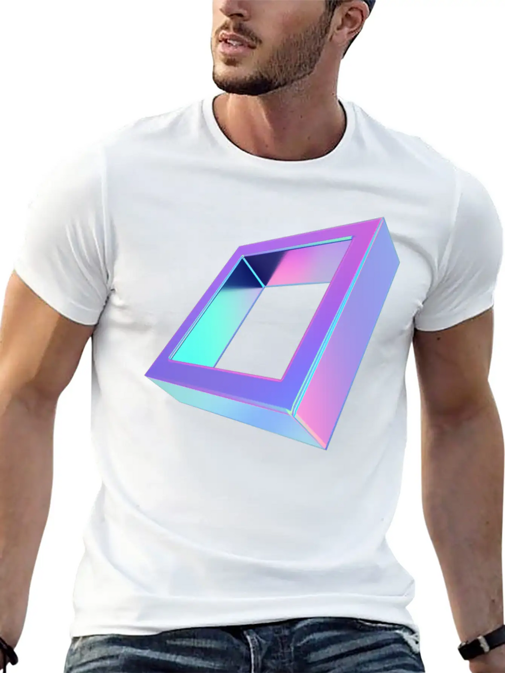 3d Squar Design Classic Fit Graphic Tee For Daily Comfort – Unisex Cotton Shirt