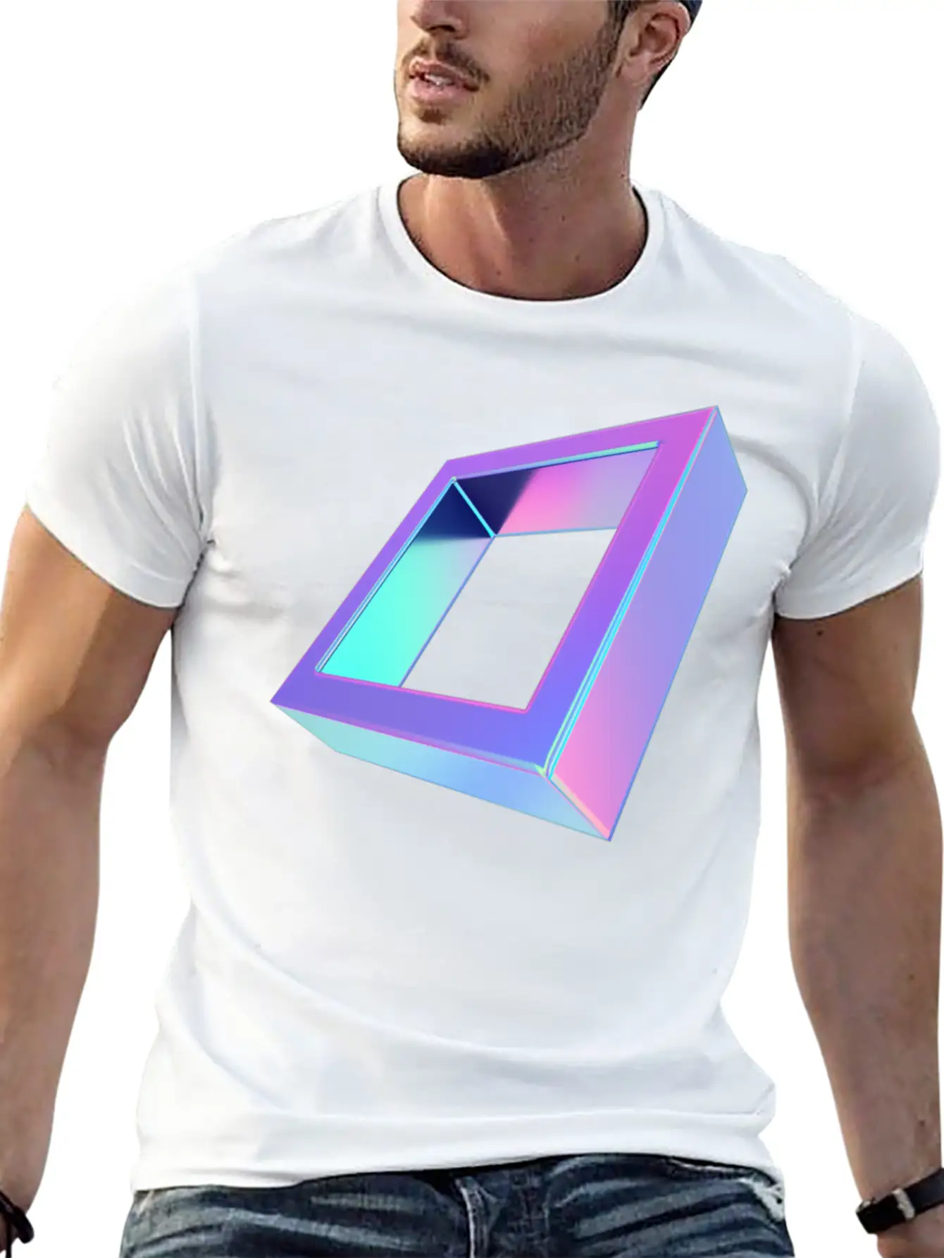 3d Squar Design Classic Fit Graphic Tee For Daily Comfort – Unisex Cotton Shirt