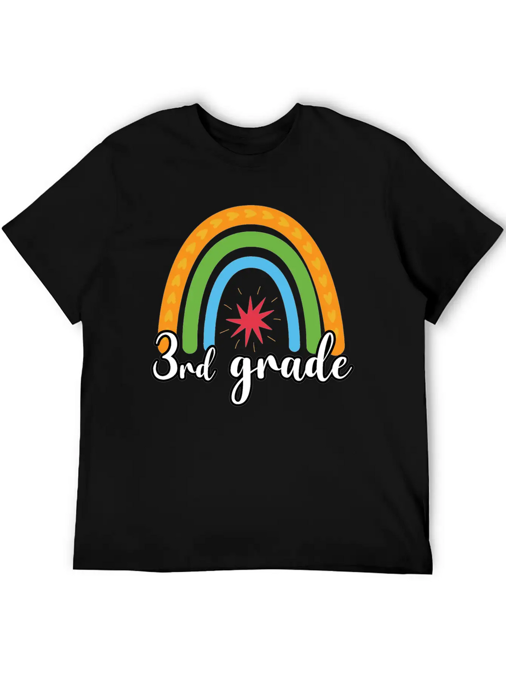 3rd Grade Rainbow Simple Everyday Graphic Tee – Lightweight Summer Wear