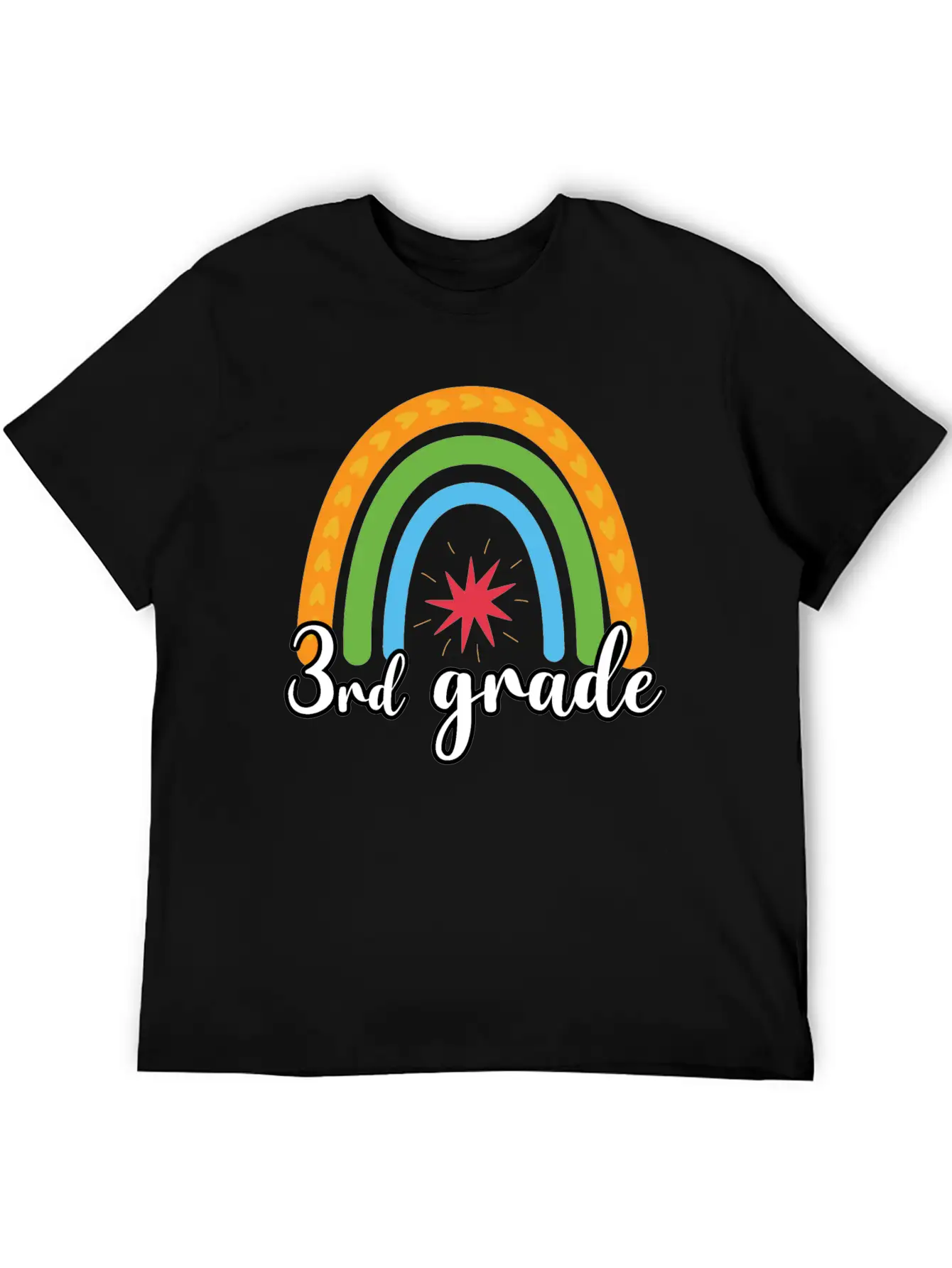3rd Grade Rainbow Simple Everyday Graphic Tee – Lightweight Summer Wear