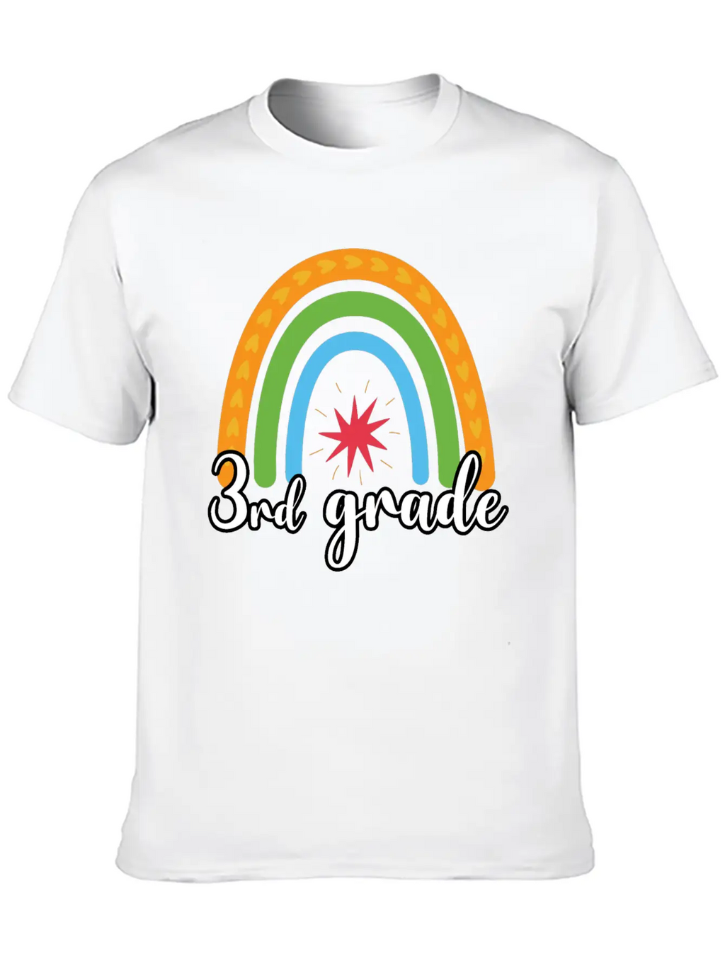 3rd Grade Rainbow Simple Everyday Graphic Tee – Lightweight Summer Wear