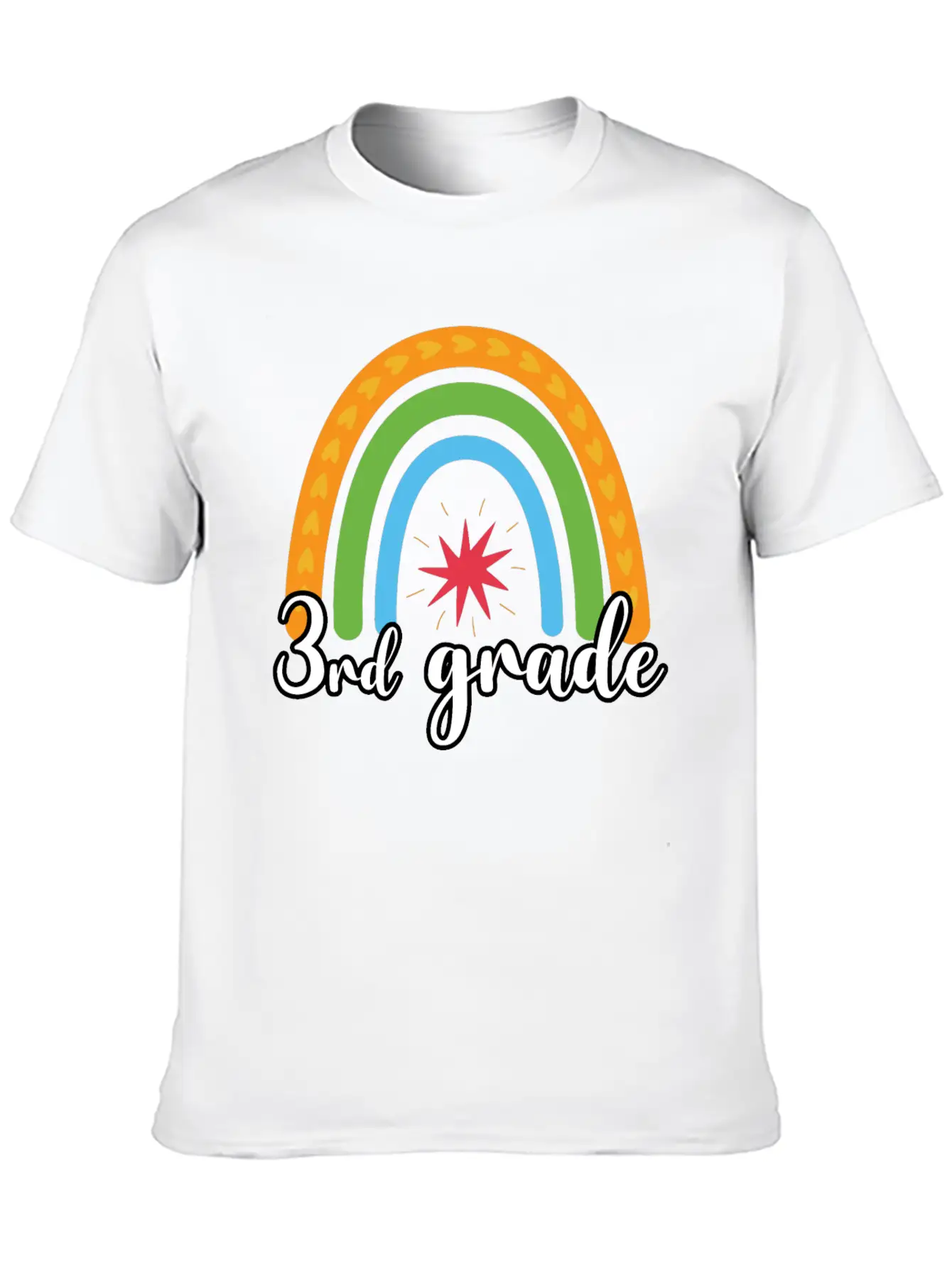 3rd Grade Rainbow Simple Everyday Graphic Tee – Lightweight Summer Wear