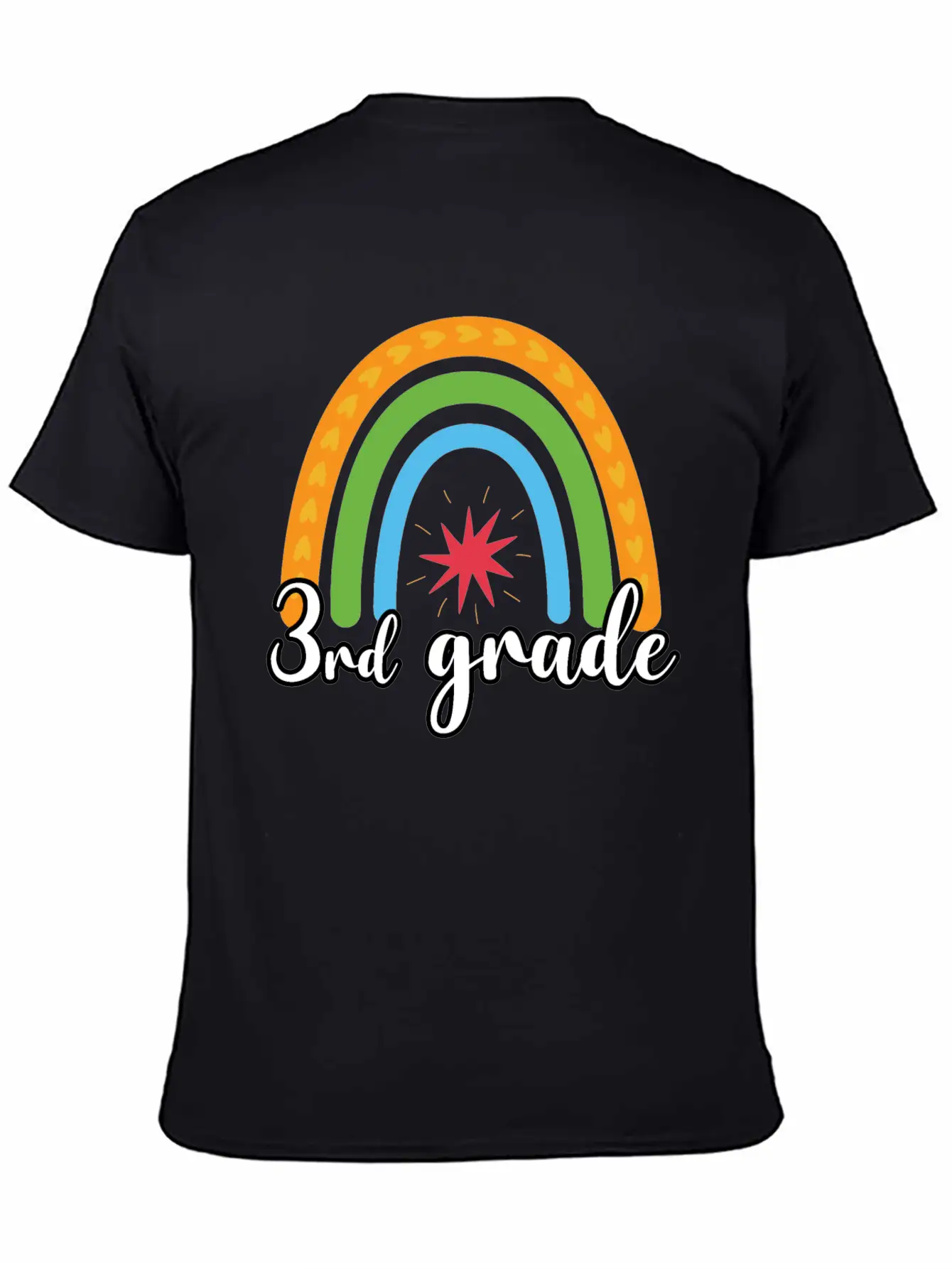 3rd Grade Rainbow Simple Everyday Graphic Tee – Lightweight Summer Wear