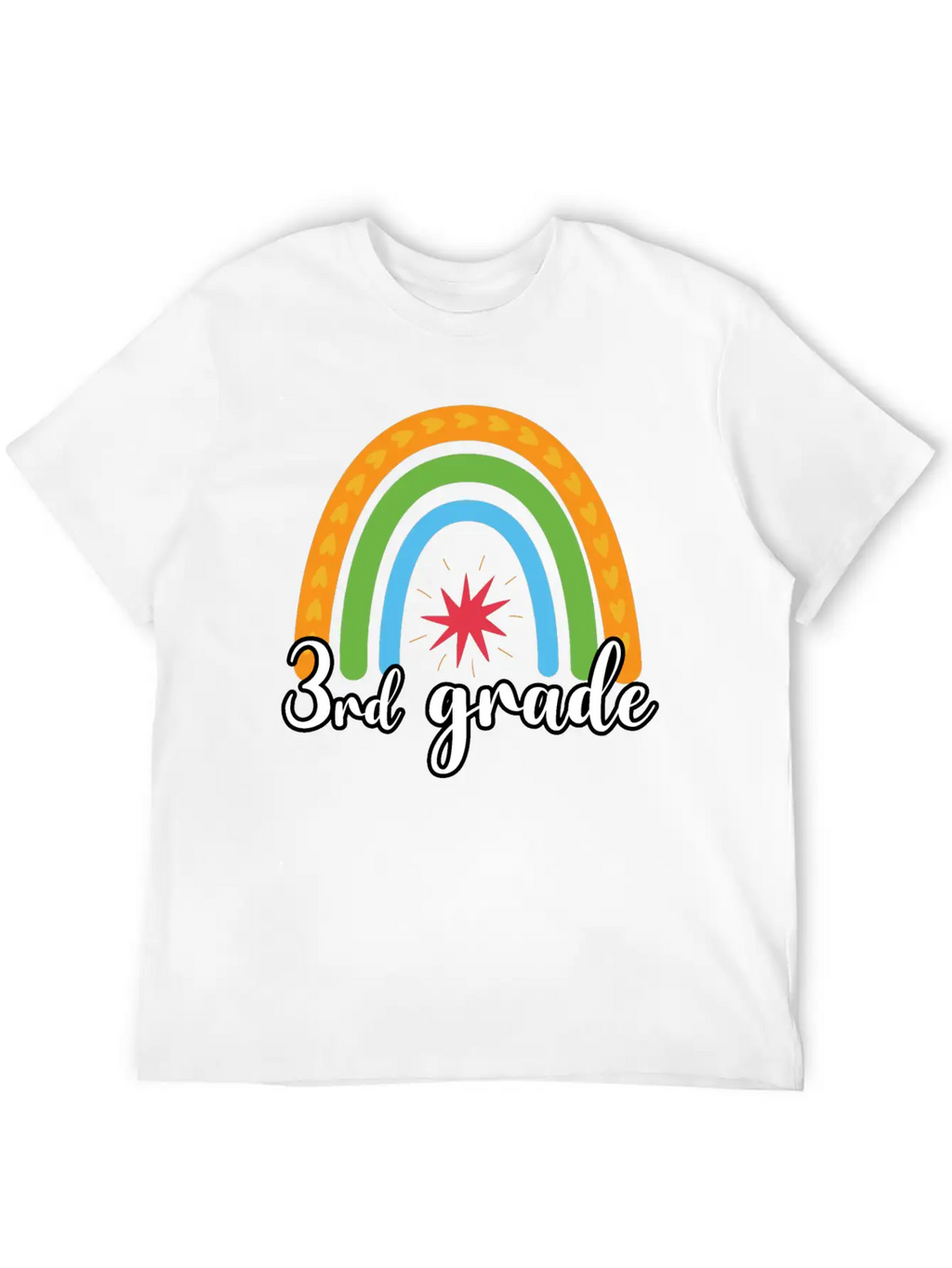 3rd Grade Rainbow Simple Everyday Graphic Tee – Lightweight Summer Wear