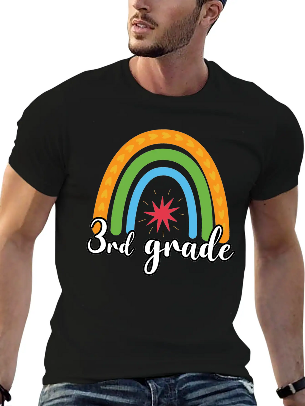 3rd Grade Rainbow Simple Everyday Graphic Tee – Lightweight Summer Wear