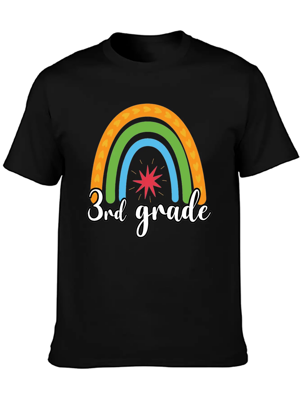 3rd Grade Rainbow Simple Everyday Graphic Tee – Lightweight Summer Wear