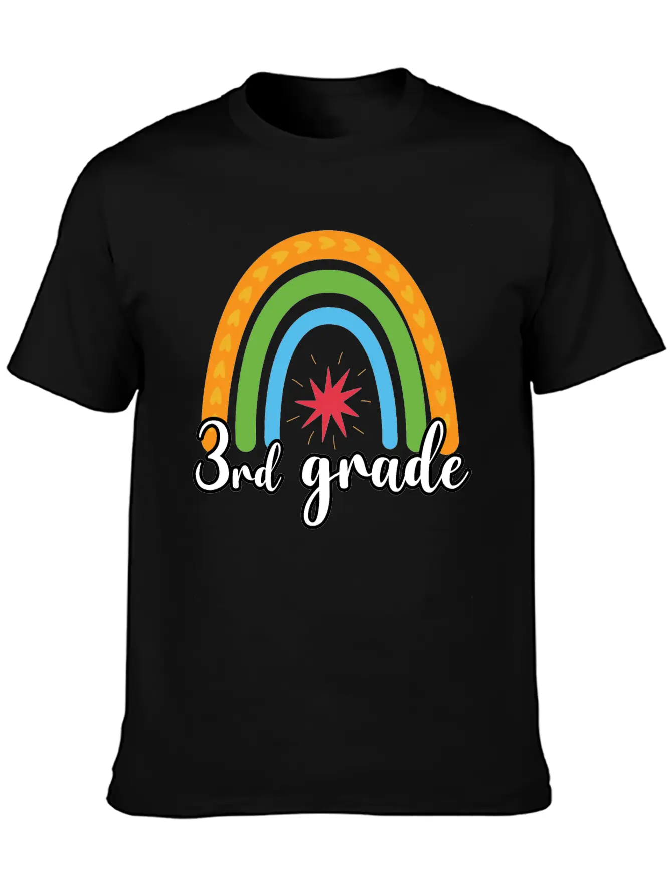 3rd Grade Rainbow Simple Everyday Graphic Tee – Lightweight Summer Wear