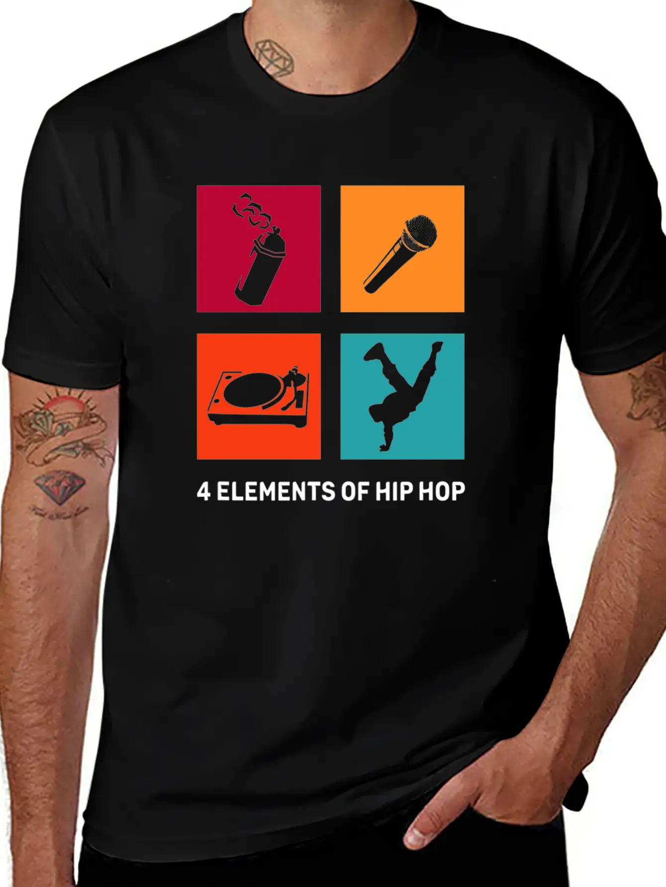 4 Elements Of Hip Hop DJ BBoy Graffiti Vintage Basic Graphic T-Shirt – Daily Comfort In Soft Cotton