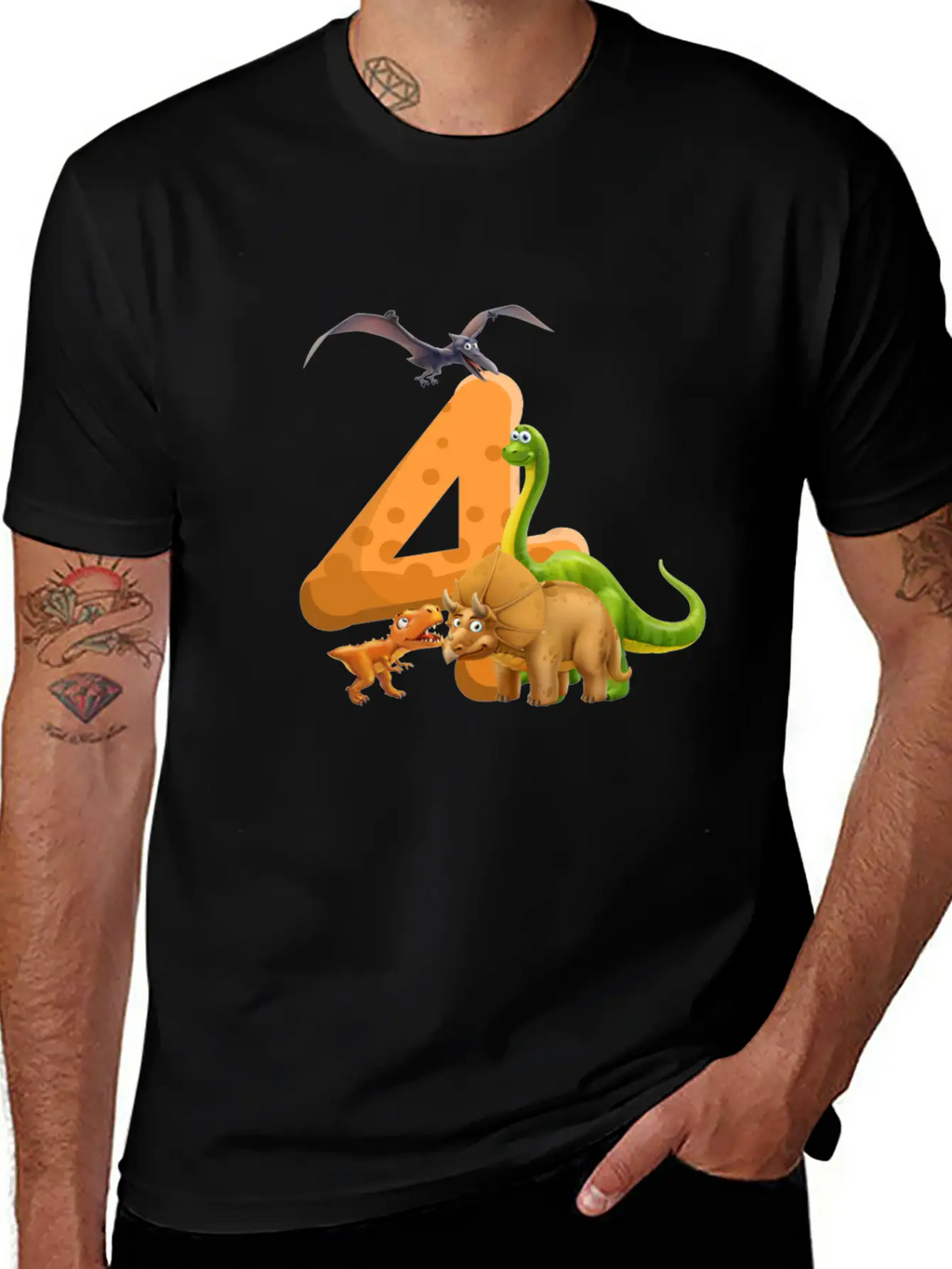 4 Year Old Boy Dinosaur 4th Birthday Timeless Short Sleeve Tee – Comfy And Minimalist Design