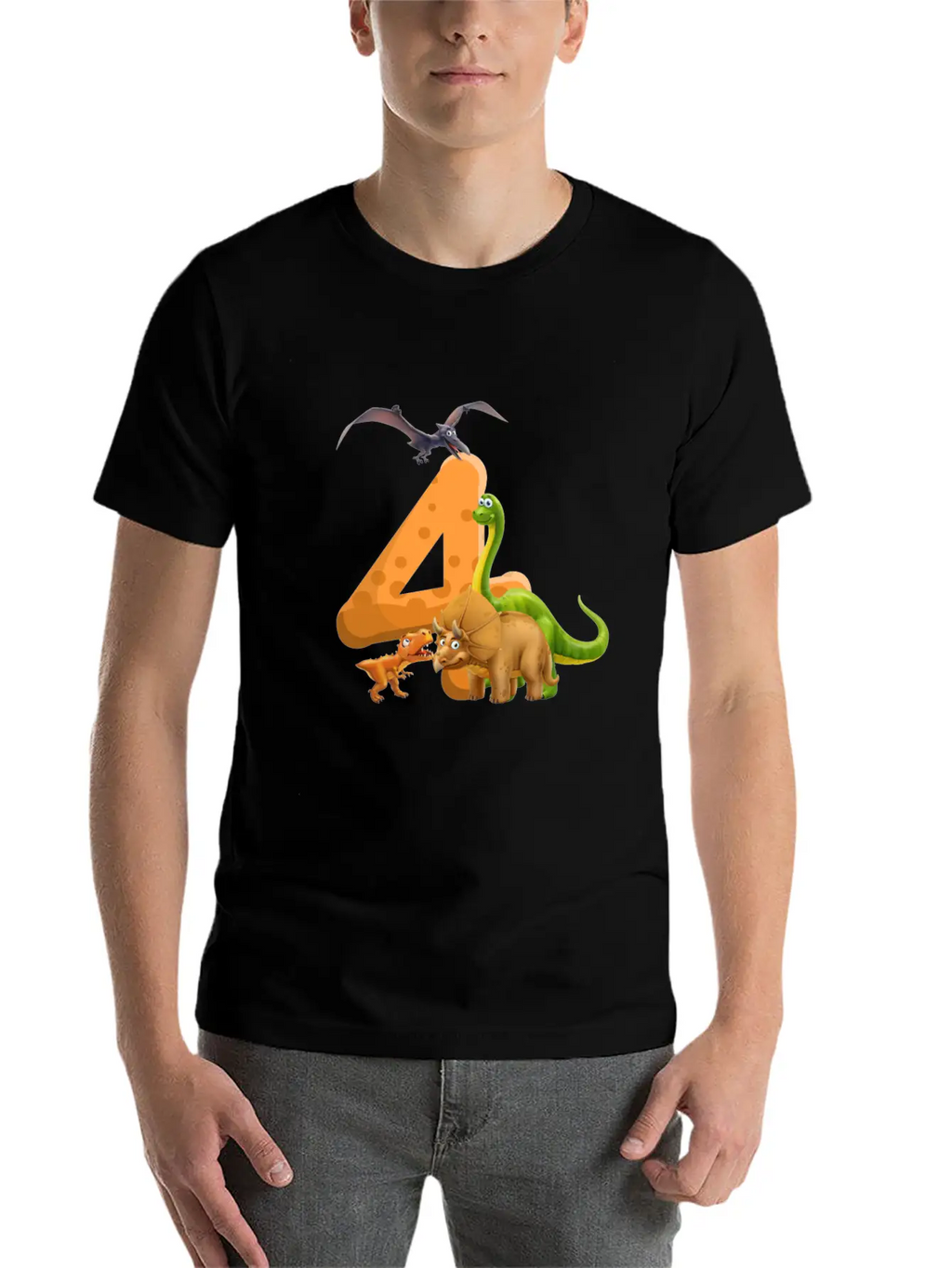 4 Year Old Boy Dinosaur 4th Birthday Timeless Short Sleeve Tee – Comfy And Minimalist Design