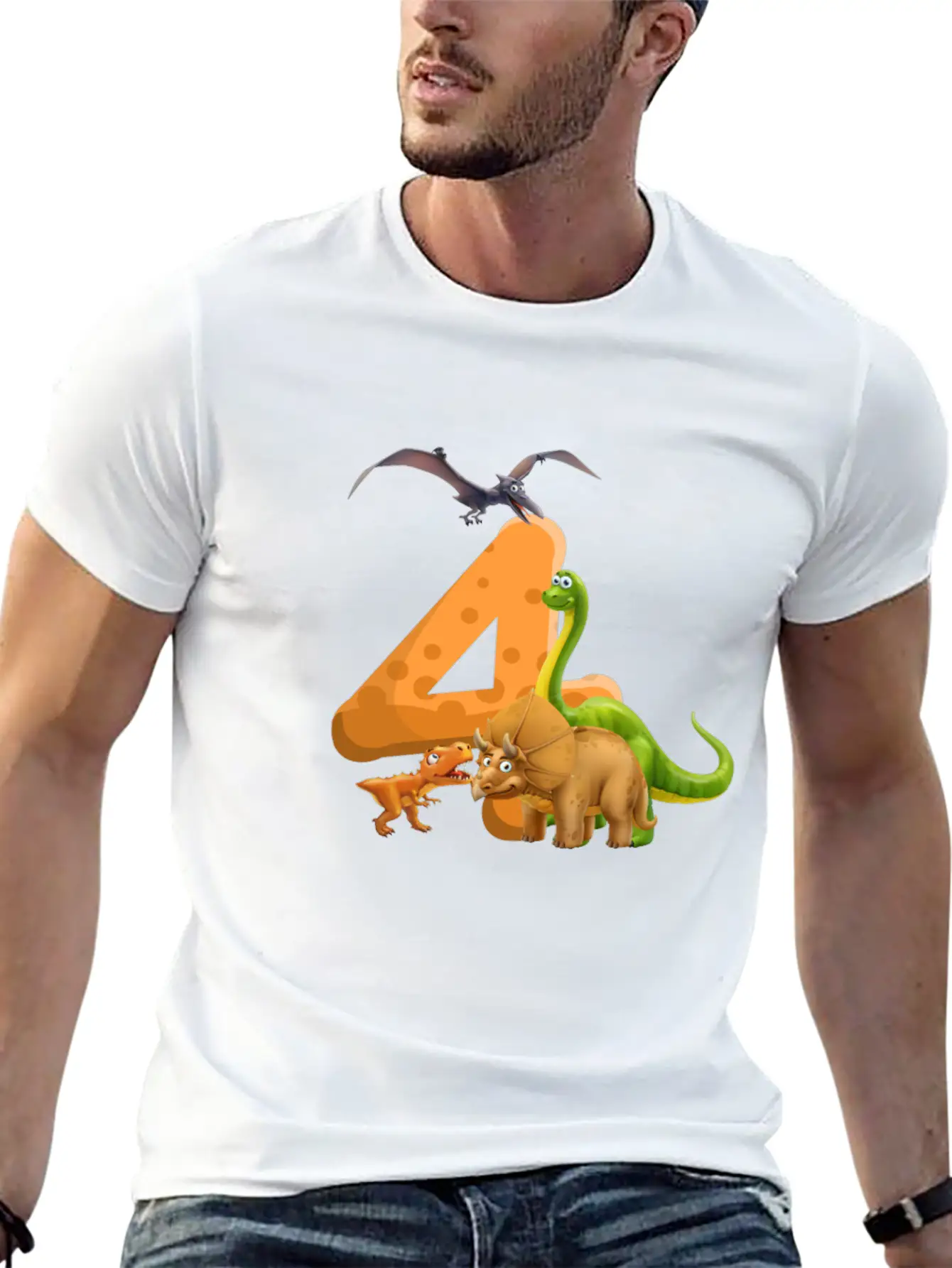 4 Year Old Boy Dinosaur 4th Birthday Timeless Short Sleeve Tee – Comfy And Minimalist Design