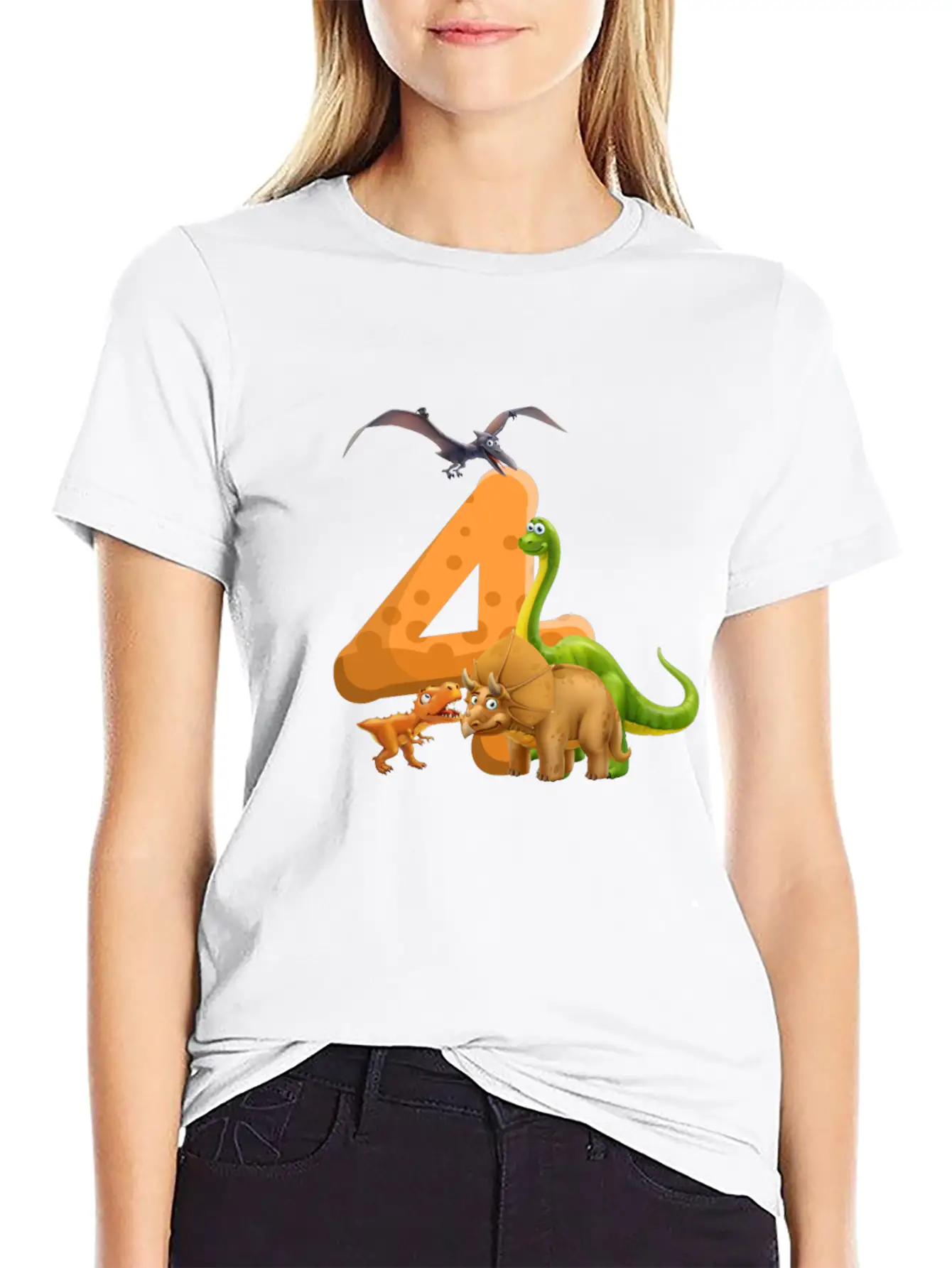 4 Year Old Boy Dinosaur 4th Birthday Timeless Short Sleeve Tee – Comfy And Minimalist Design