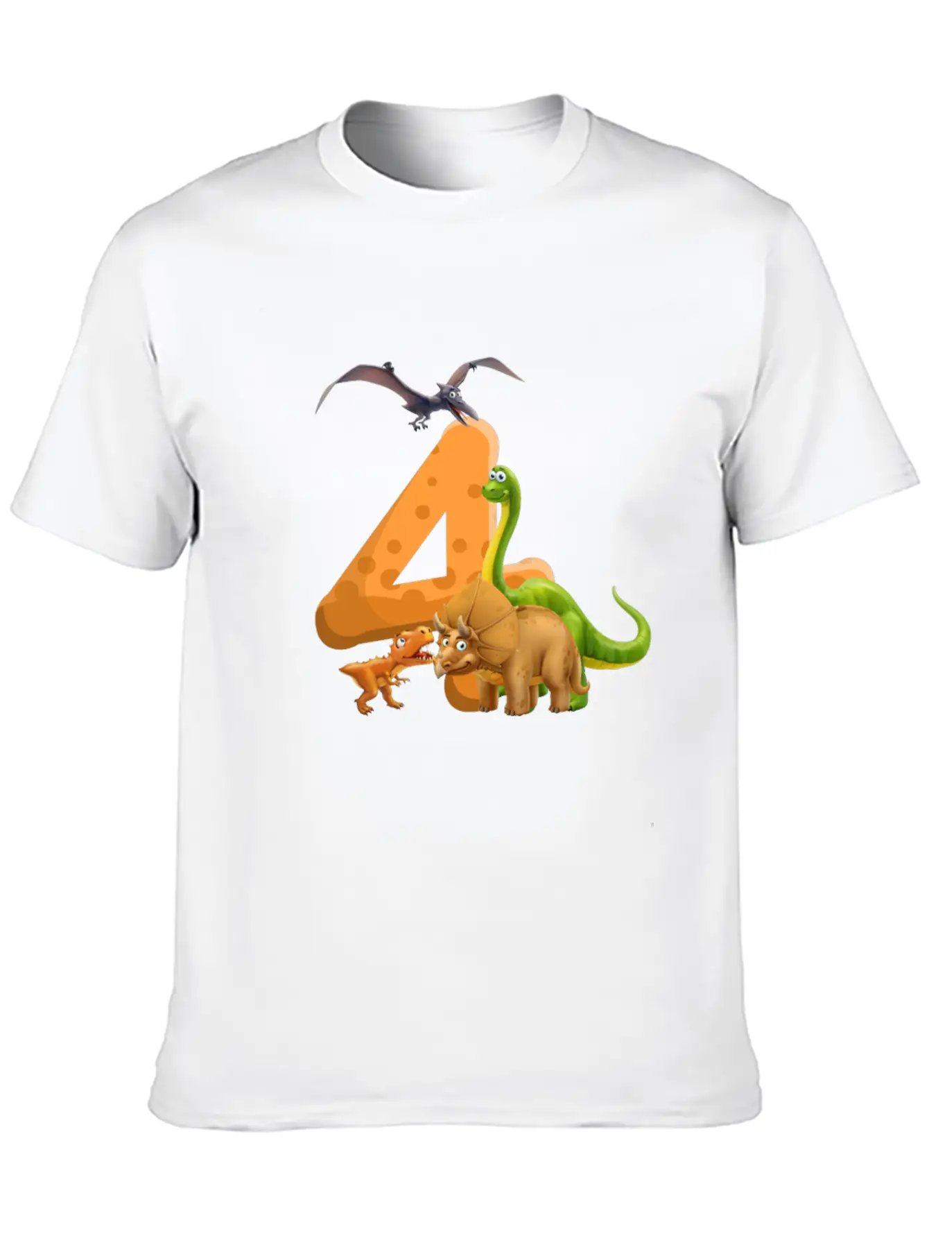 4 Year Old Boy Dinosaur 4th Birthday Timeless Short Sleeve Tee – Comfy And Minimalist Design