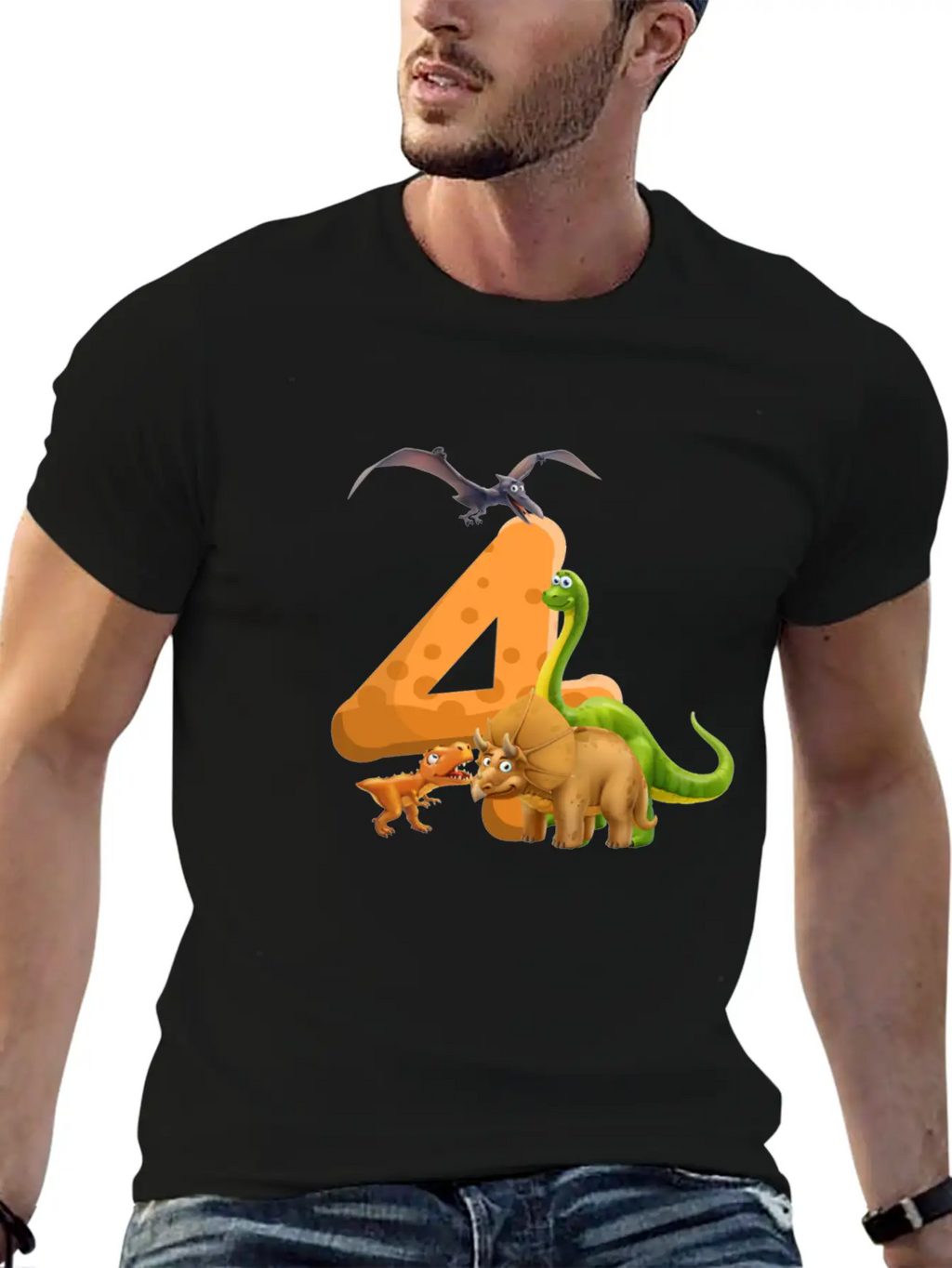 4 Year Old Boy Dinosaur 4th Birthday Timeless Short Sleeve Tee – Comfy And Minimalist Design