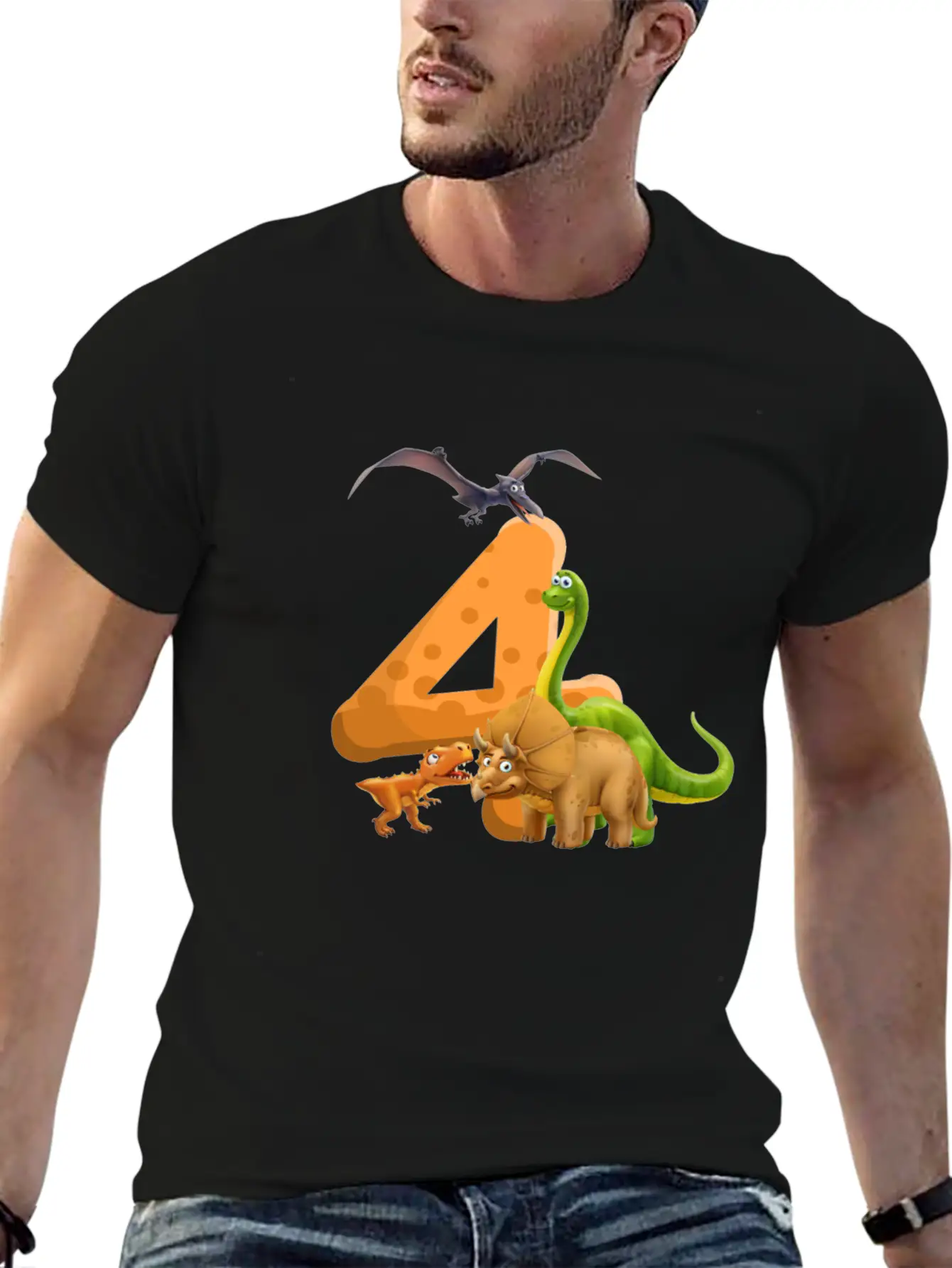 4 Year Old Boy Dinosaur 4th Birthday Timeless Short Sleeve Tee – Comfy And Minimalist Design