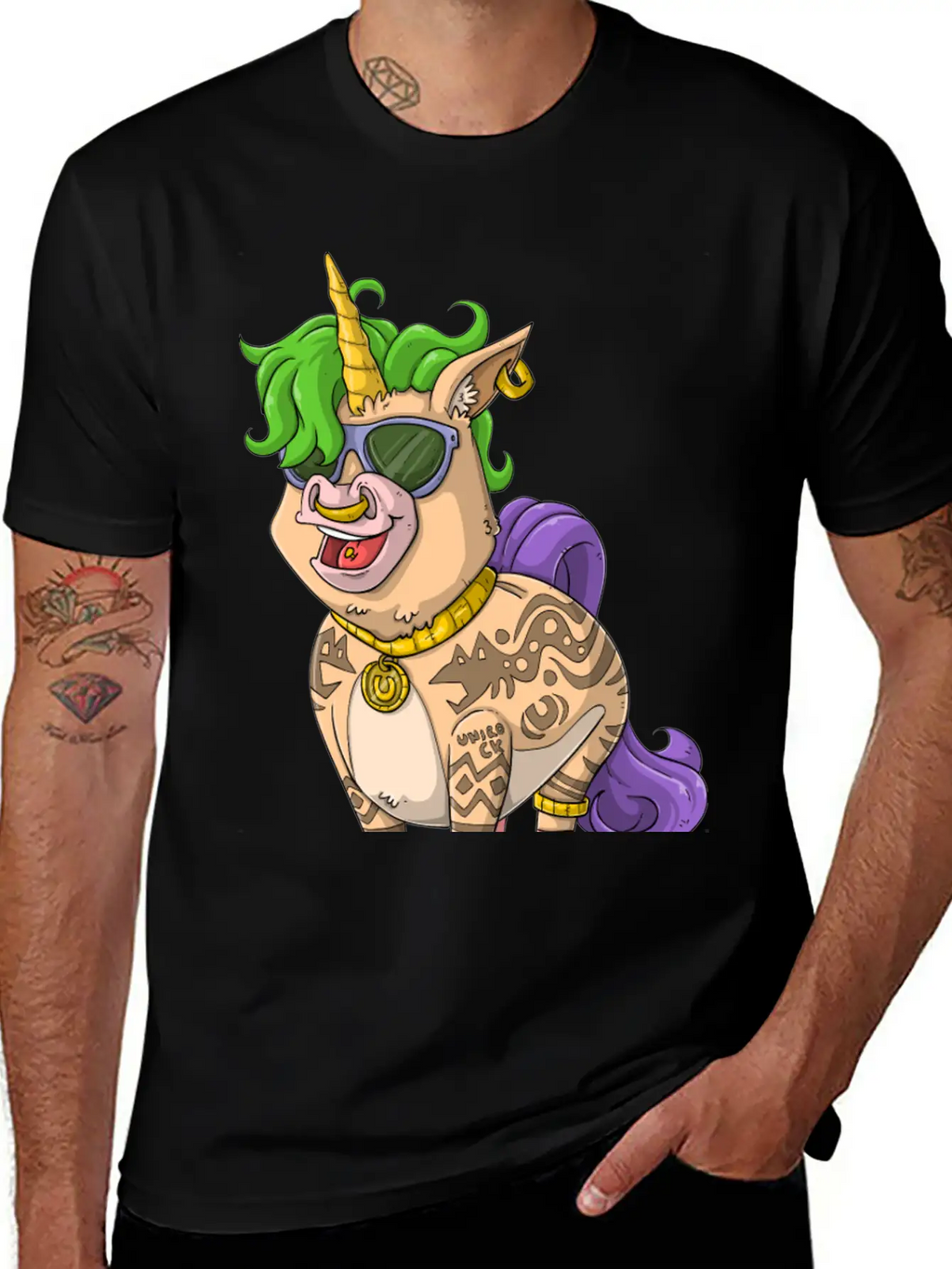 400Tattoo Unicorn / Tattooed Unicorn Relaxed Everyday Tee – Lightweight And Durable Cotton