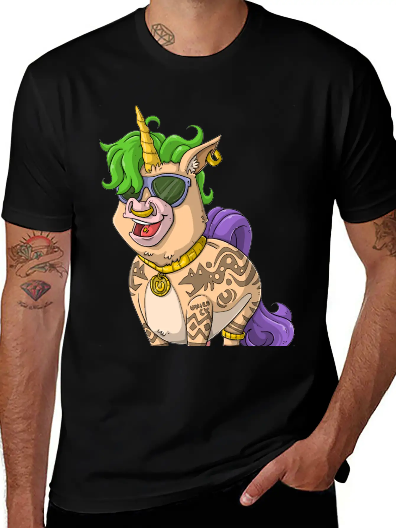 400Tattoo Unicorn / Tattooed Unicorn Relaxed Everyday Tee – Lightweight And Durable Cotton
