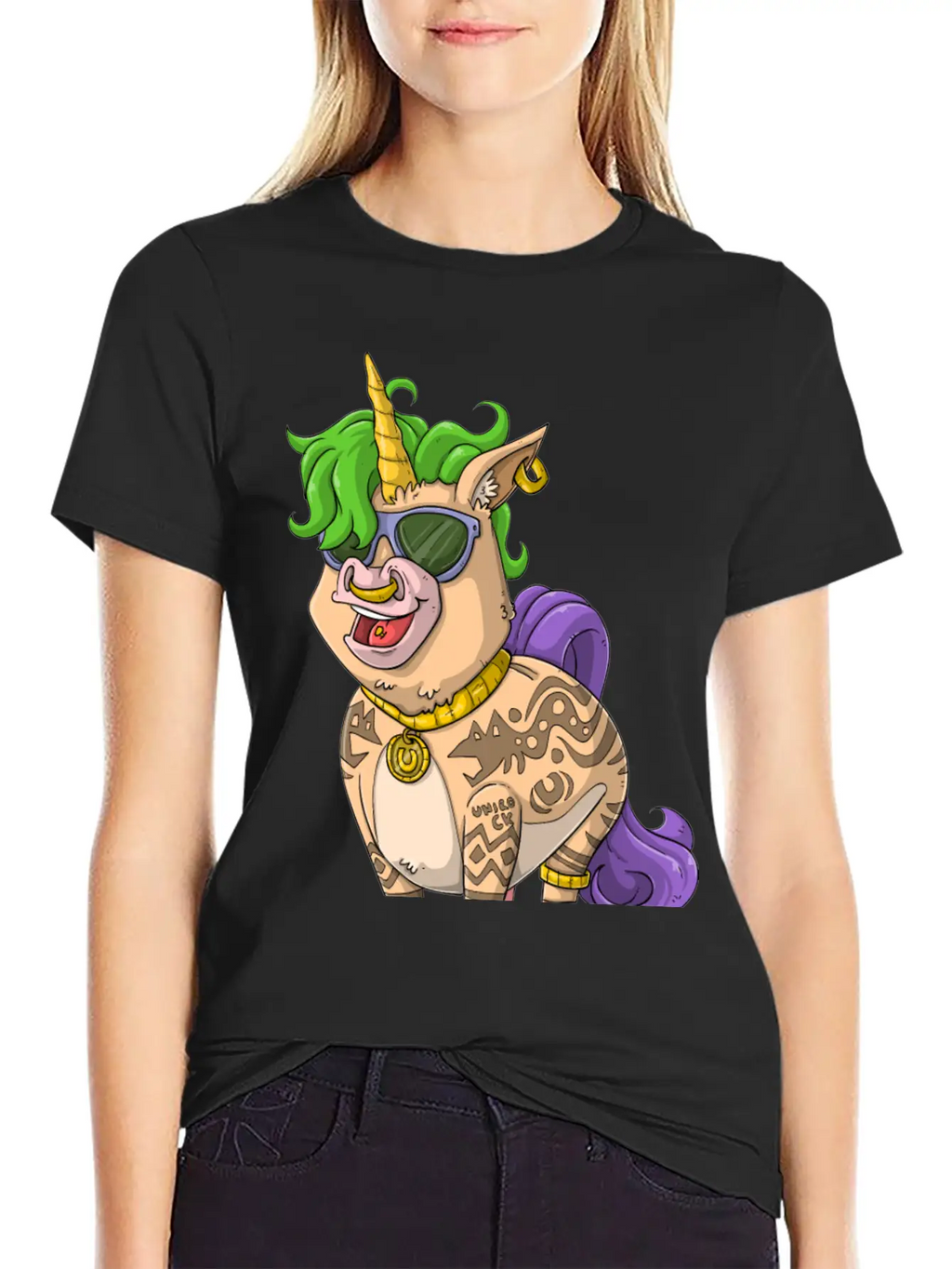 400Tattoo Unicorn / Tattooed Unicorn Relaxed Everyday Tee – Lightweight And Durable Cotton