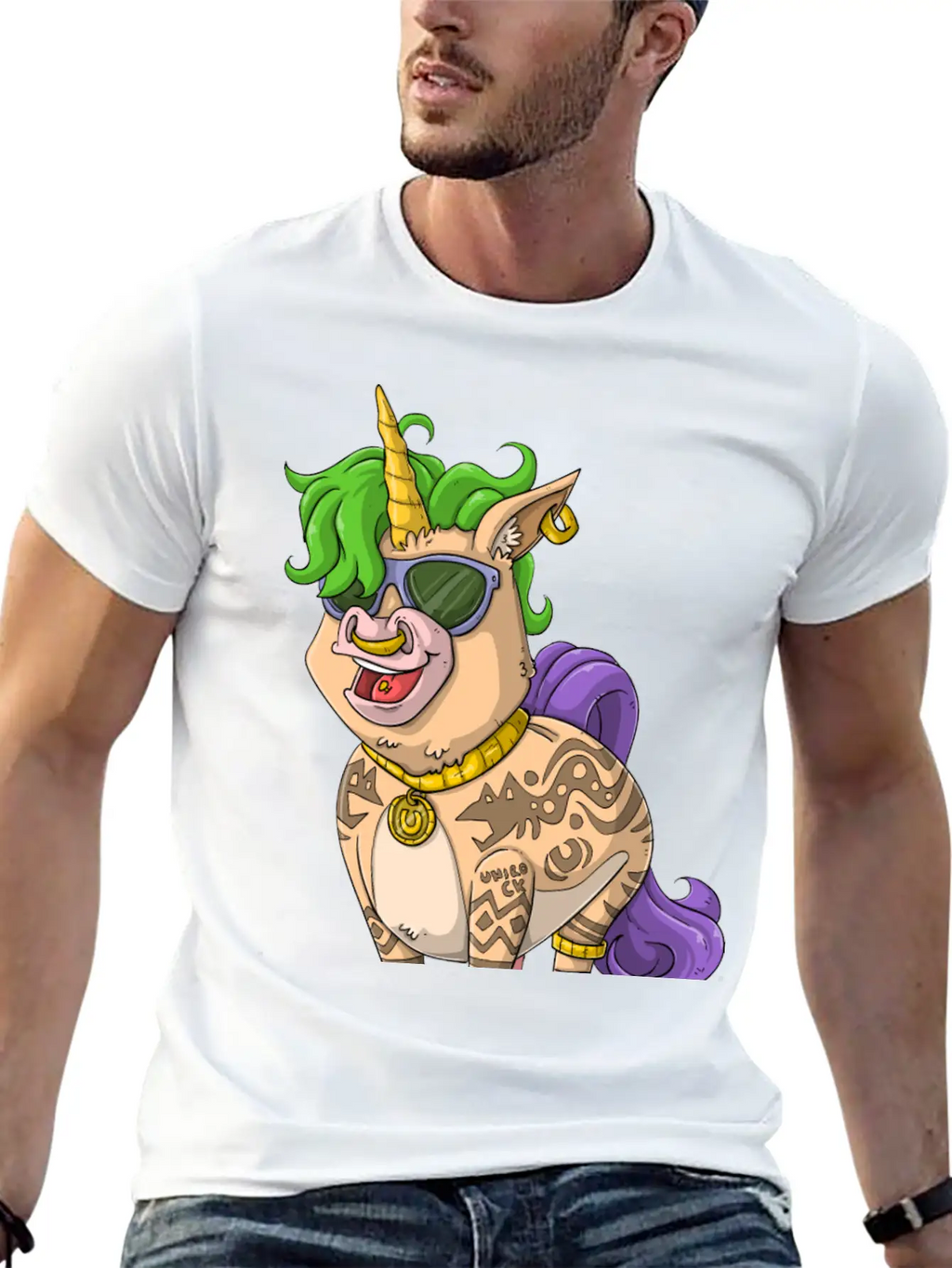 400Tattoo Unicorn / Tattooed Unicorn Relaxed Everyday Tee – Lightweight And Durable Cotton