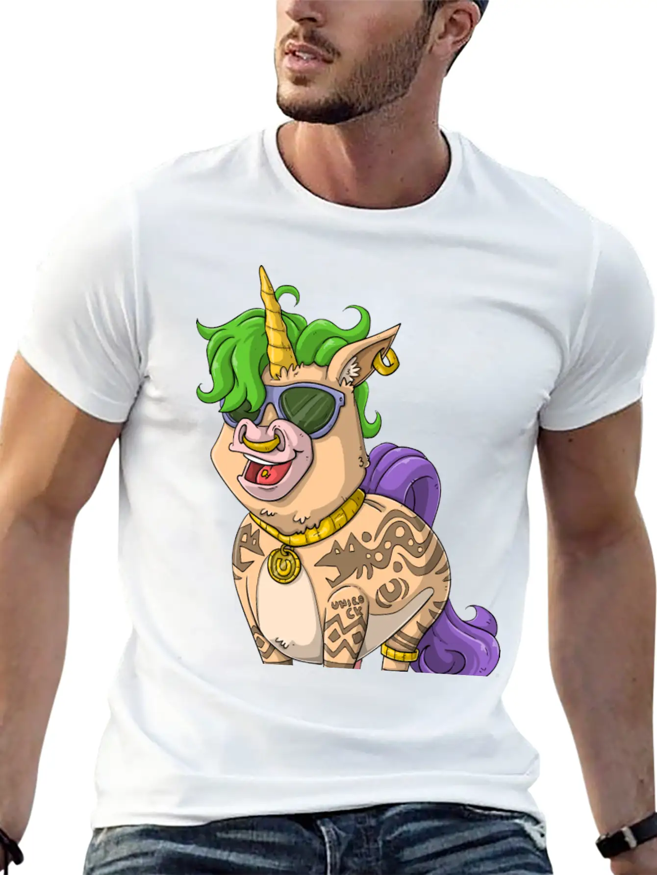 400Tattoo Unicorn / Tattooed Unicorn Relaxed Everyday Tee – Lightweight And Durable Cotton