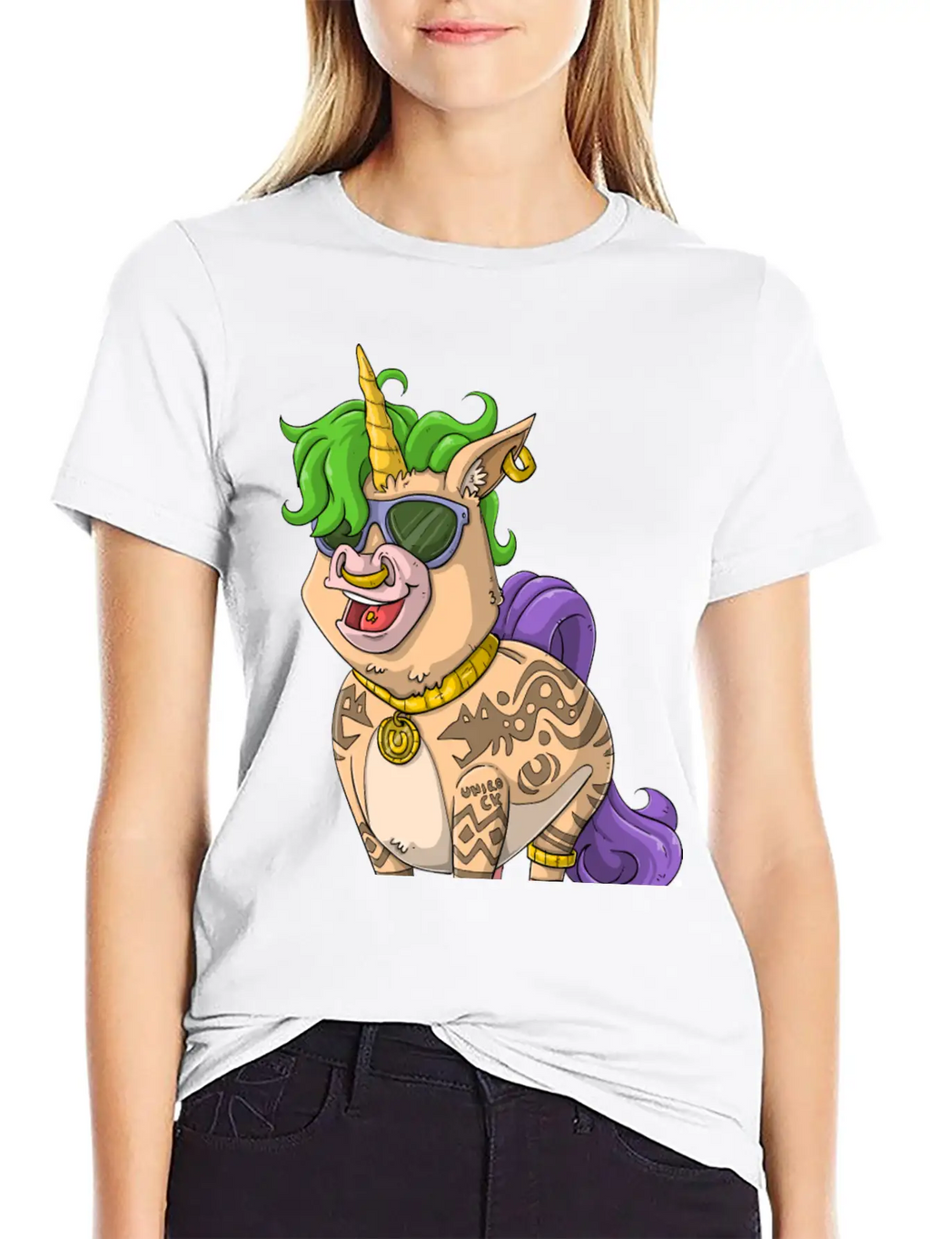 400Tattoo Unicorn / Tattooed Unicorn Relaxed Everyday Tee – Lightweight And Durable Cotton