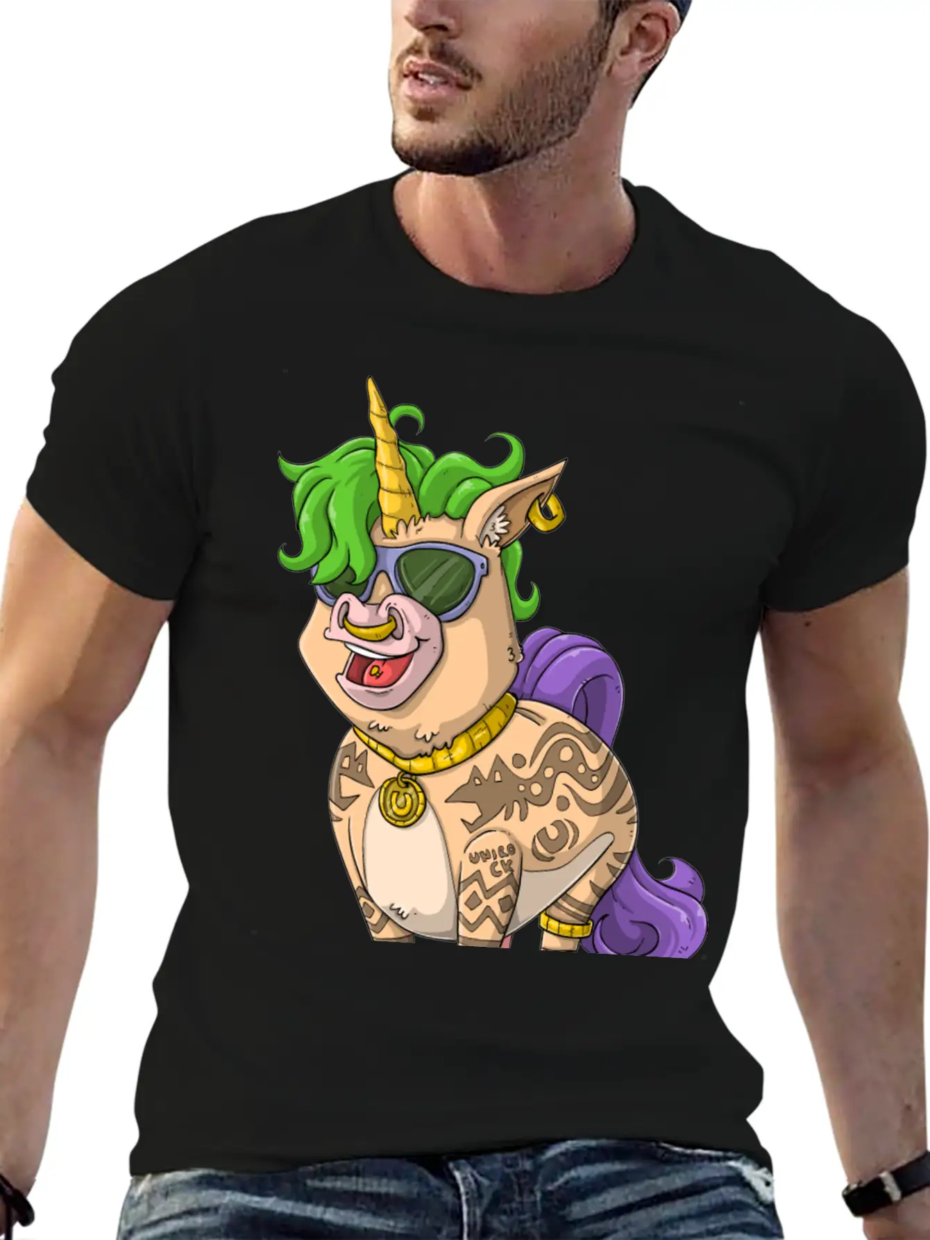 400Tattoo Unicorn / Tattooed Unicorn Relaxed Everyday Tee – Lightweight And Durable Cotton