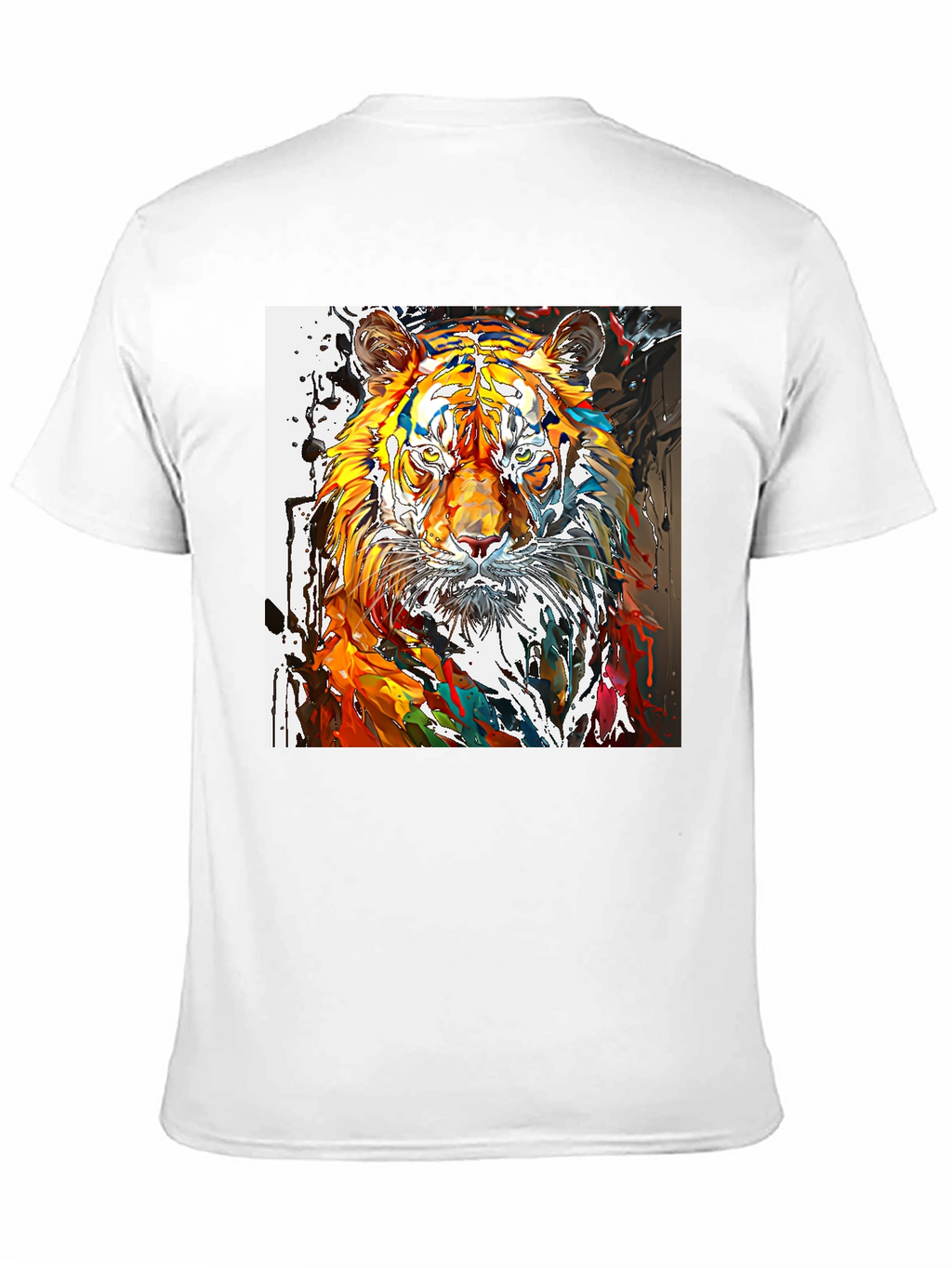 Abstract Tiger Graphic Black T-Shirt
