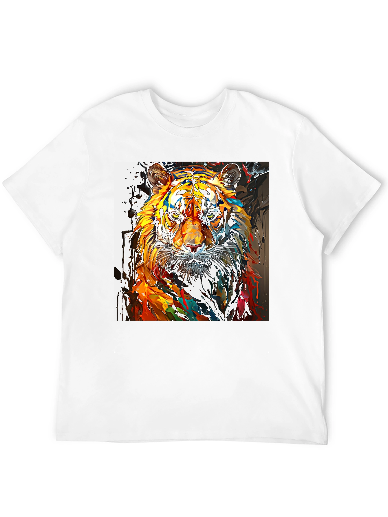 Abstract Tiger Graphic Black T-Shirt