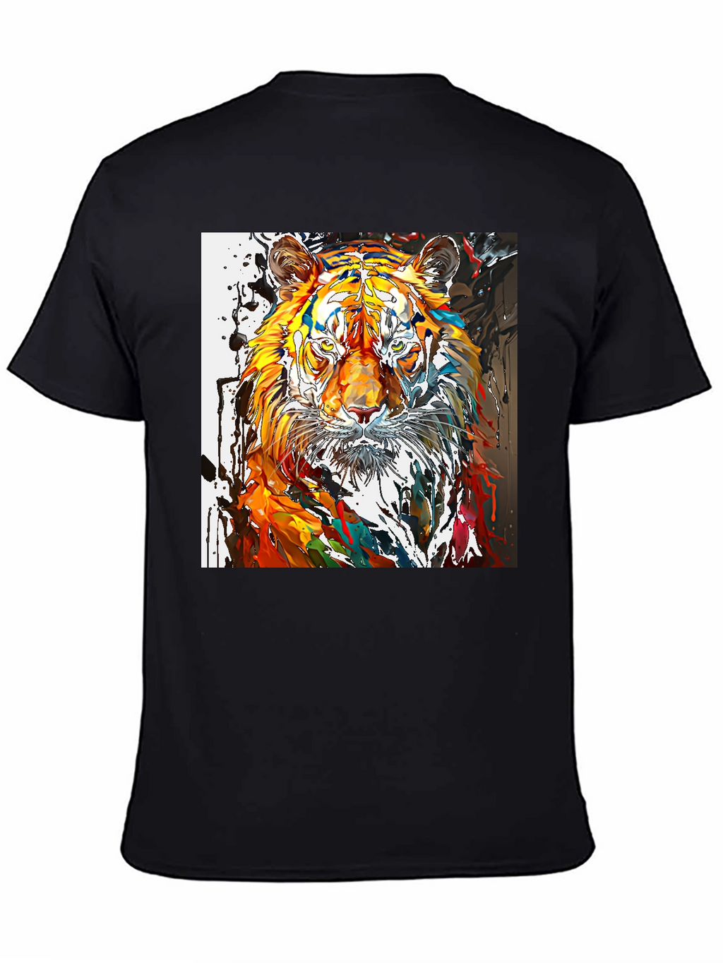Abstract Tiger Graphic Black T-Shirt