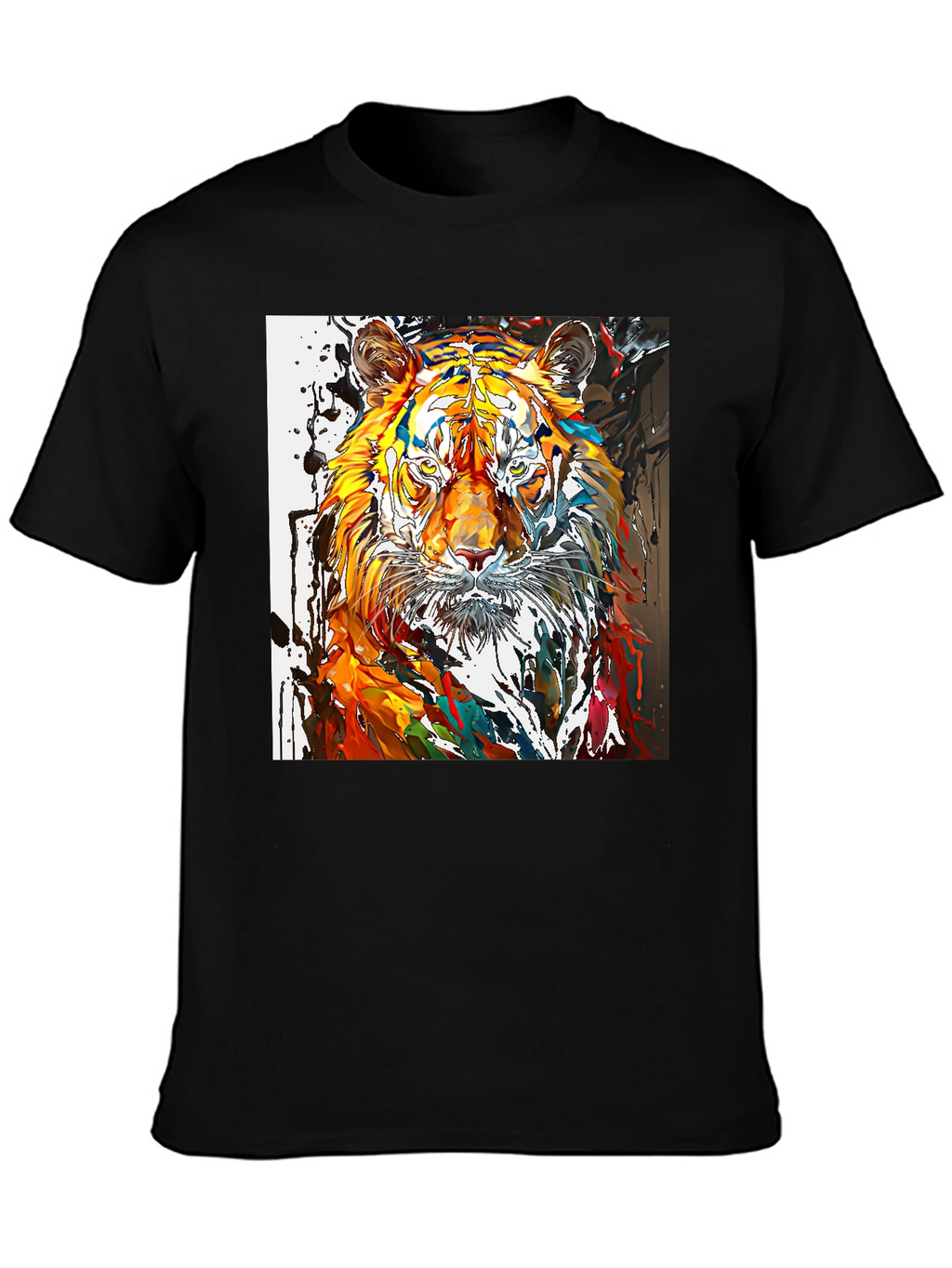 Abstract Tiger Graphic Black T-Shirt