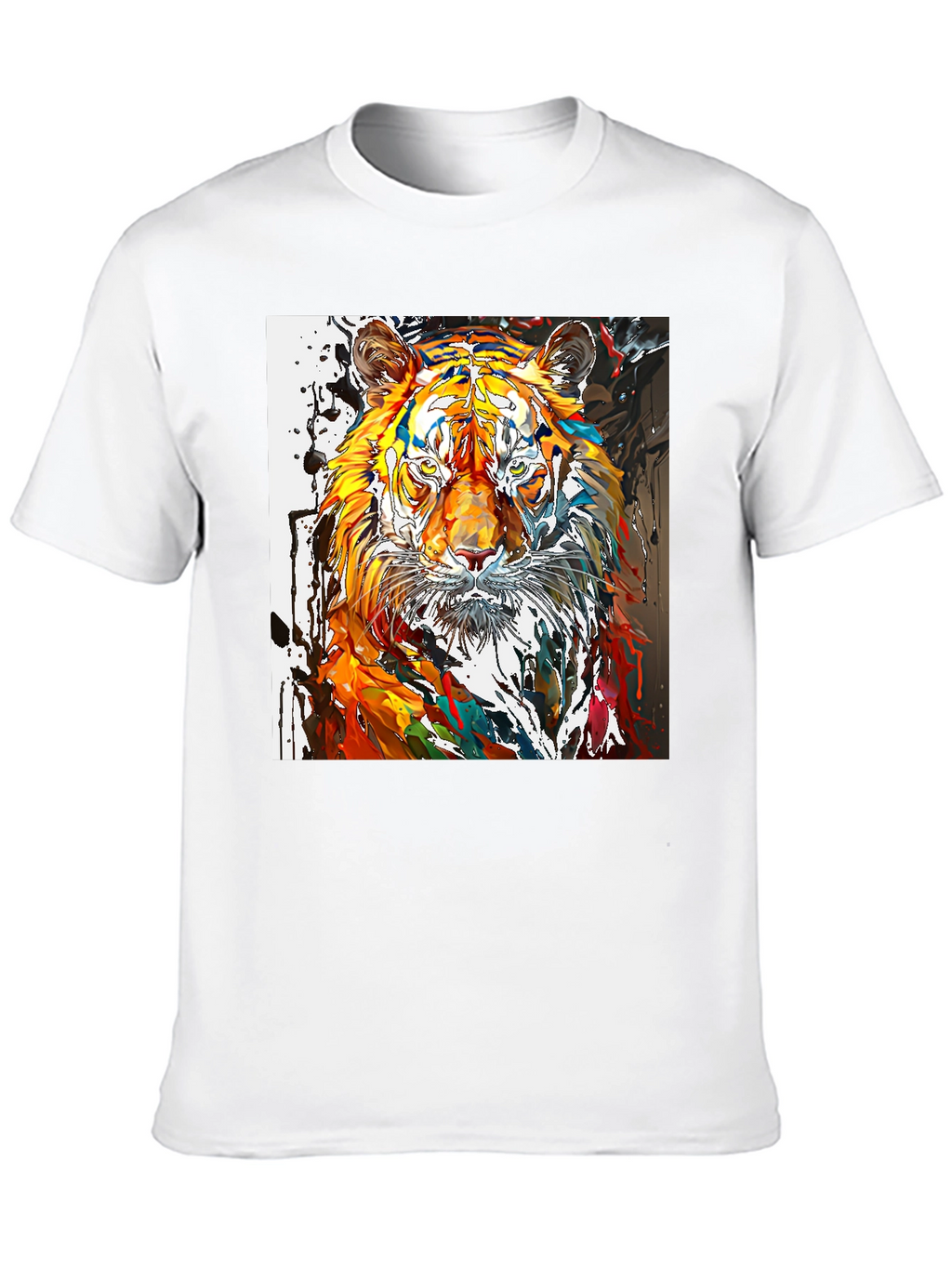 Abstract Tiger Graphic Black T-Shirt
