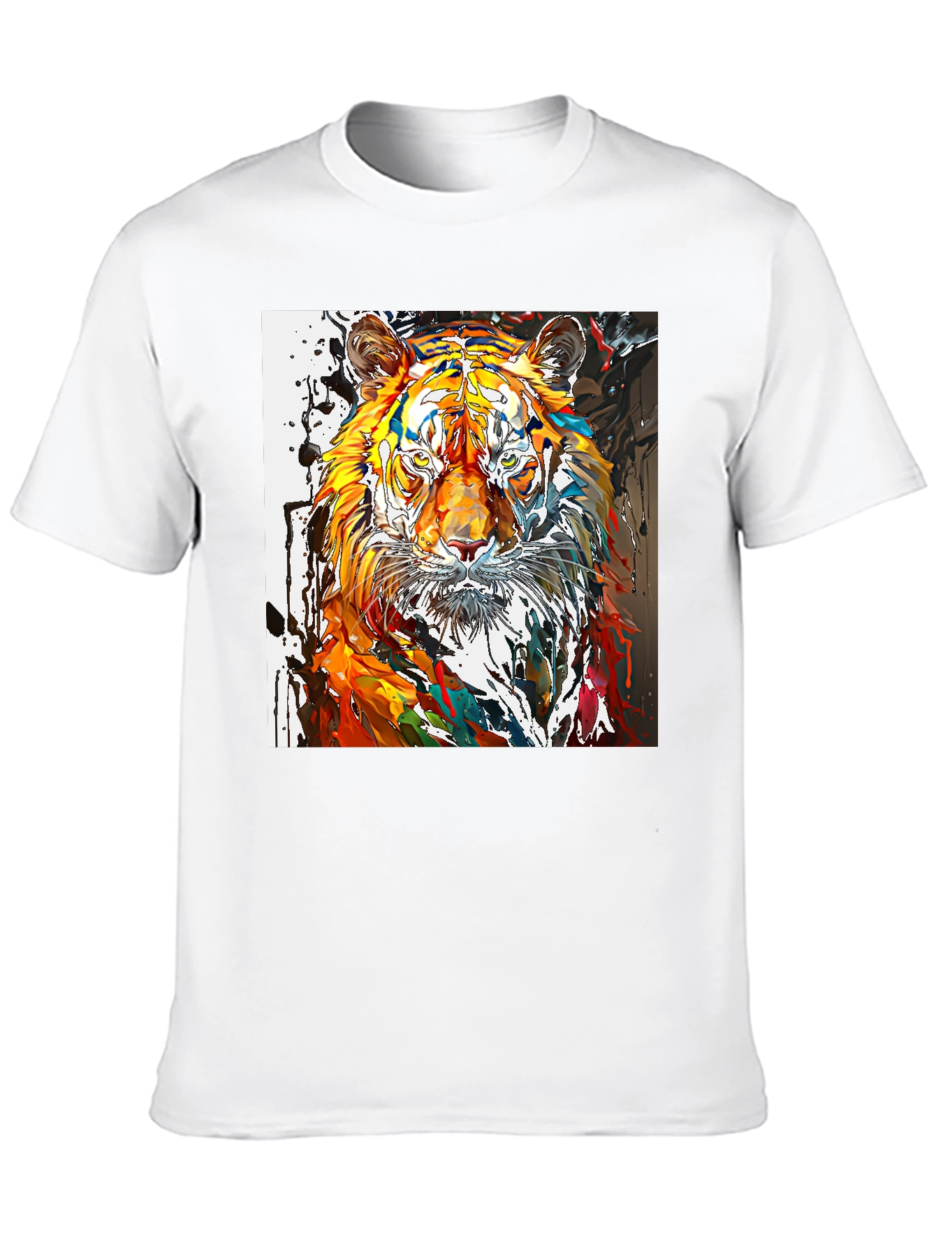 Abstract Tiger Graphic Black T-Shirt