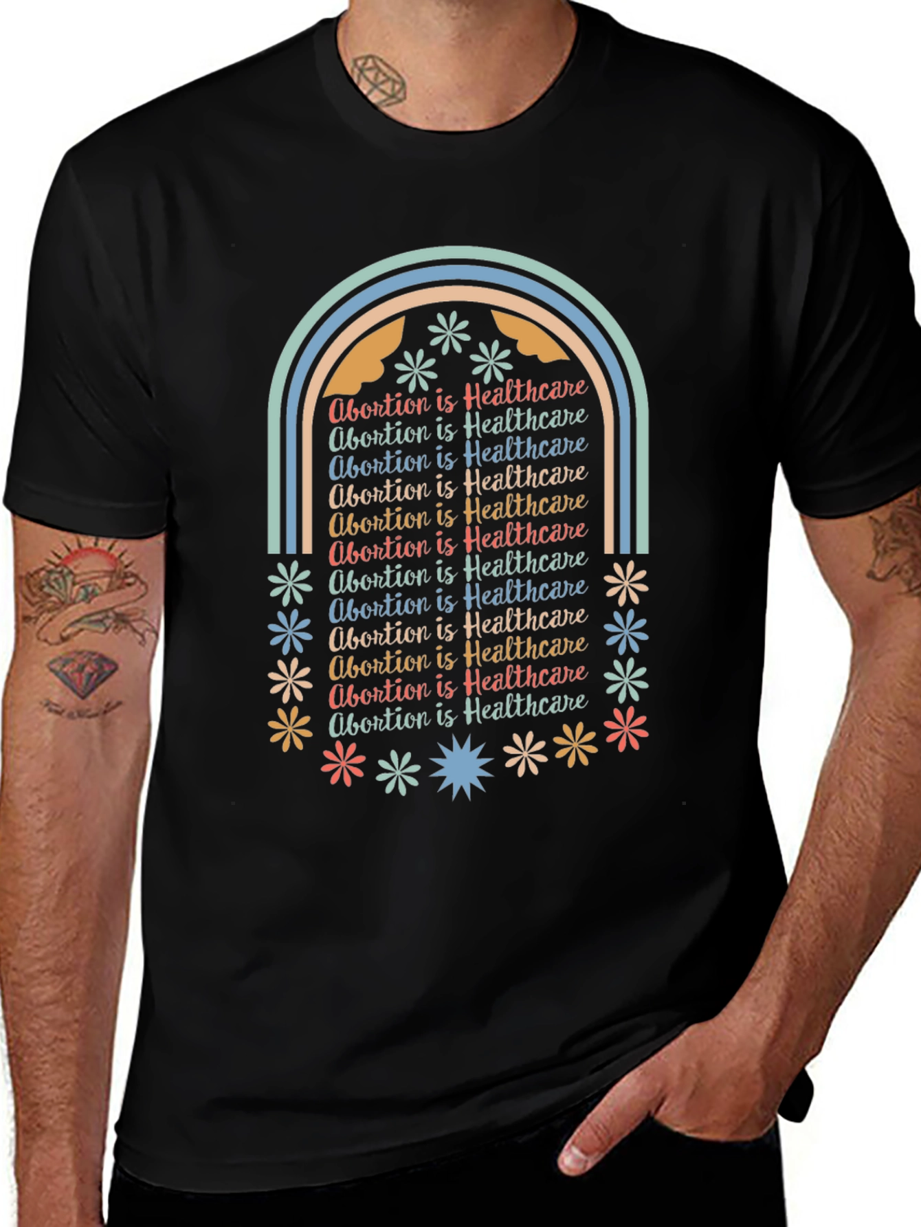 Abortion is Healthcare Rainbow Tee