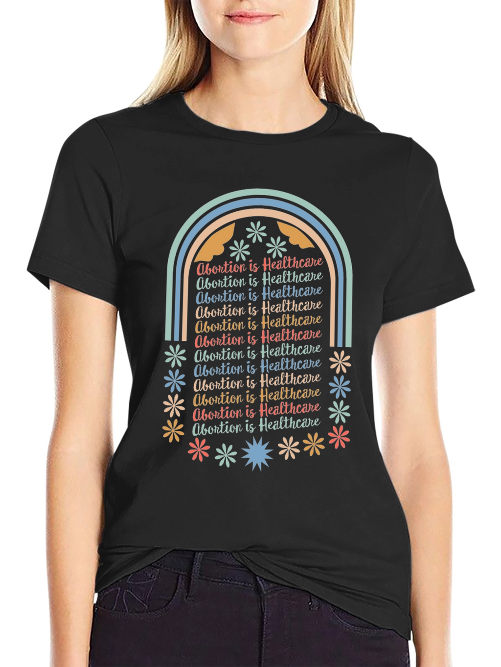 Abortion is Healthcare Rainbow Tee