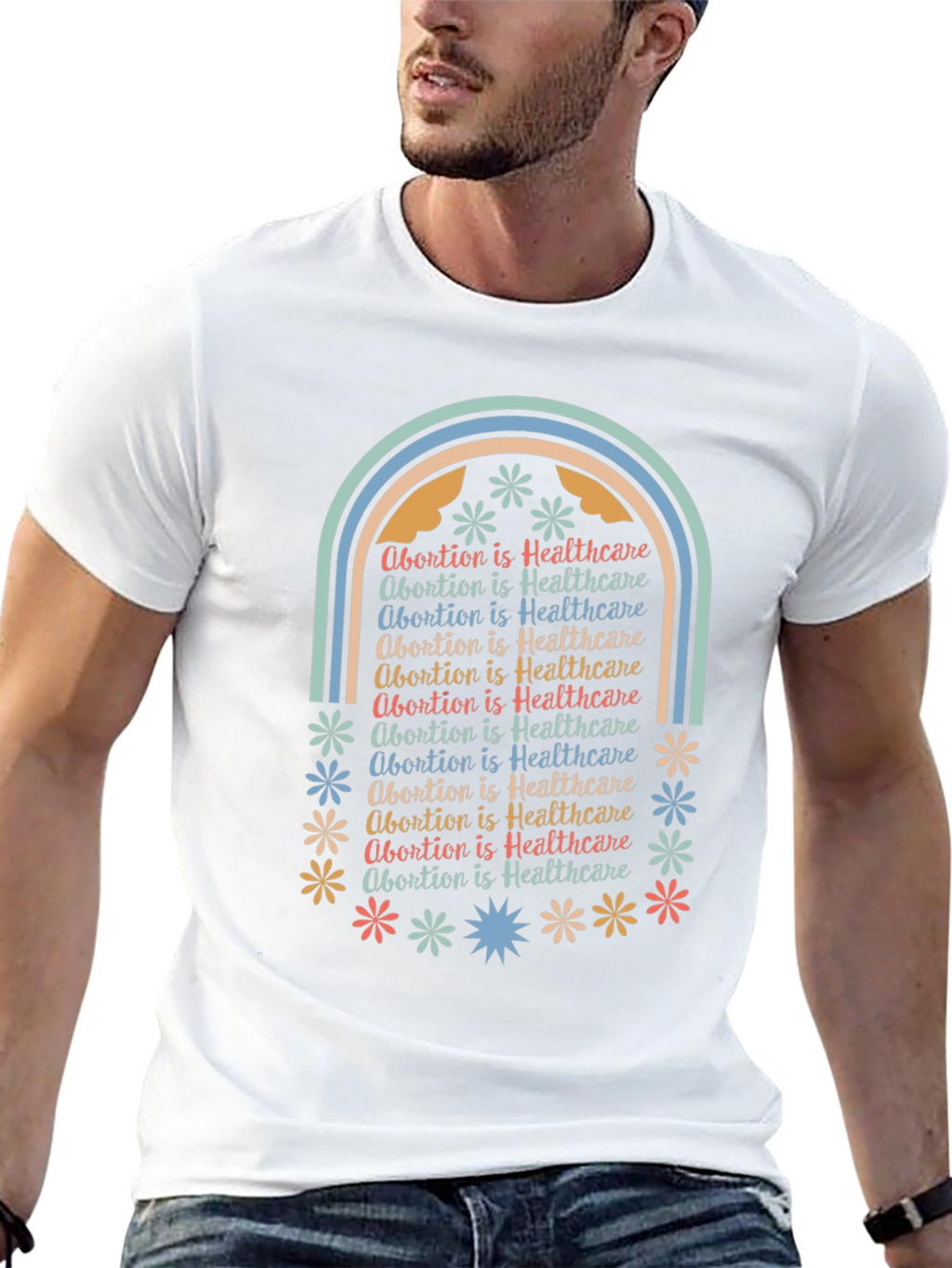 Abortion is Healthcare Rainbow Tee