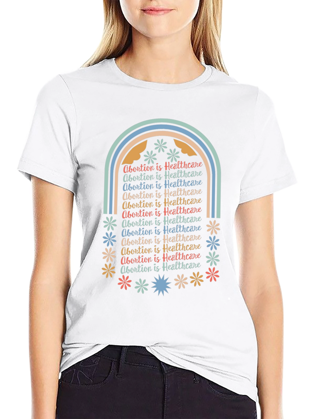 Abortion is Healthcare Rainbow Tee