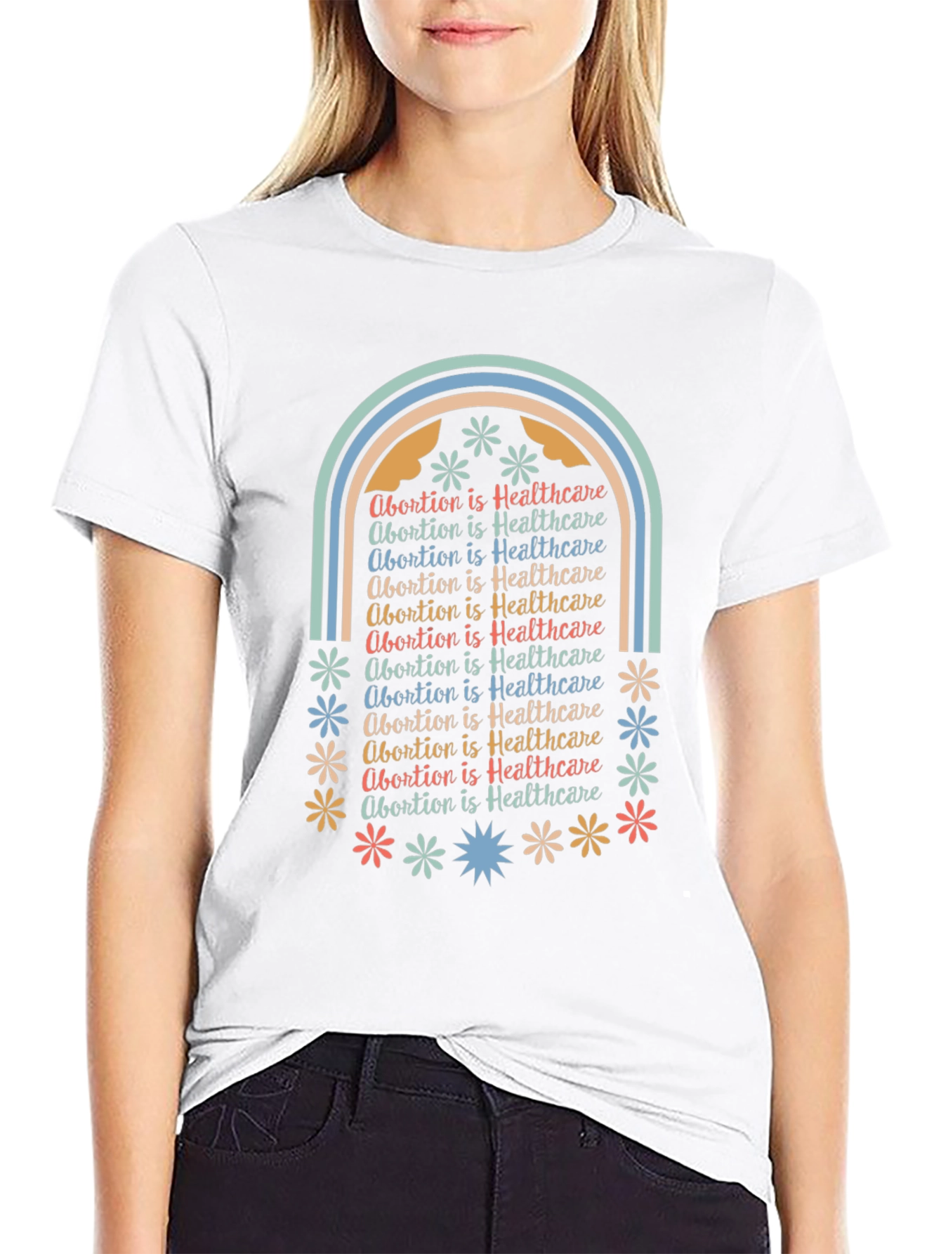 Abortion is Healthcare Rainbow Tee