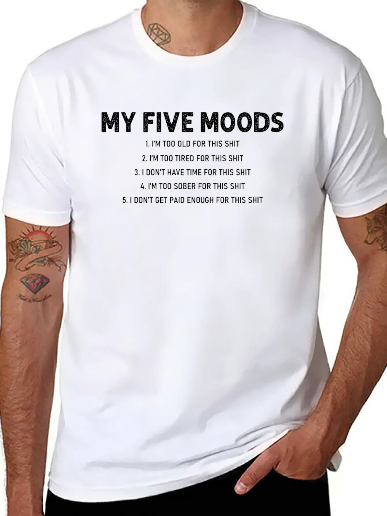 5 Moods, Funny Quote, Mood Unisex Casual T-Shirt – Clean Design For Daily Comfort