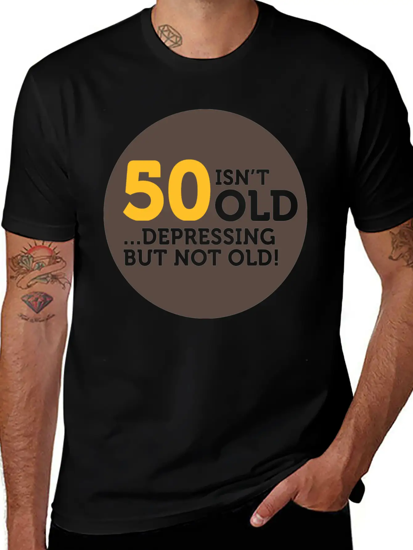 50 Is Not Old. Depressing, But Not Old! Classic Crew Neck Graphic Tee – Everyday Minimal Look