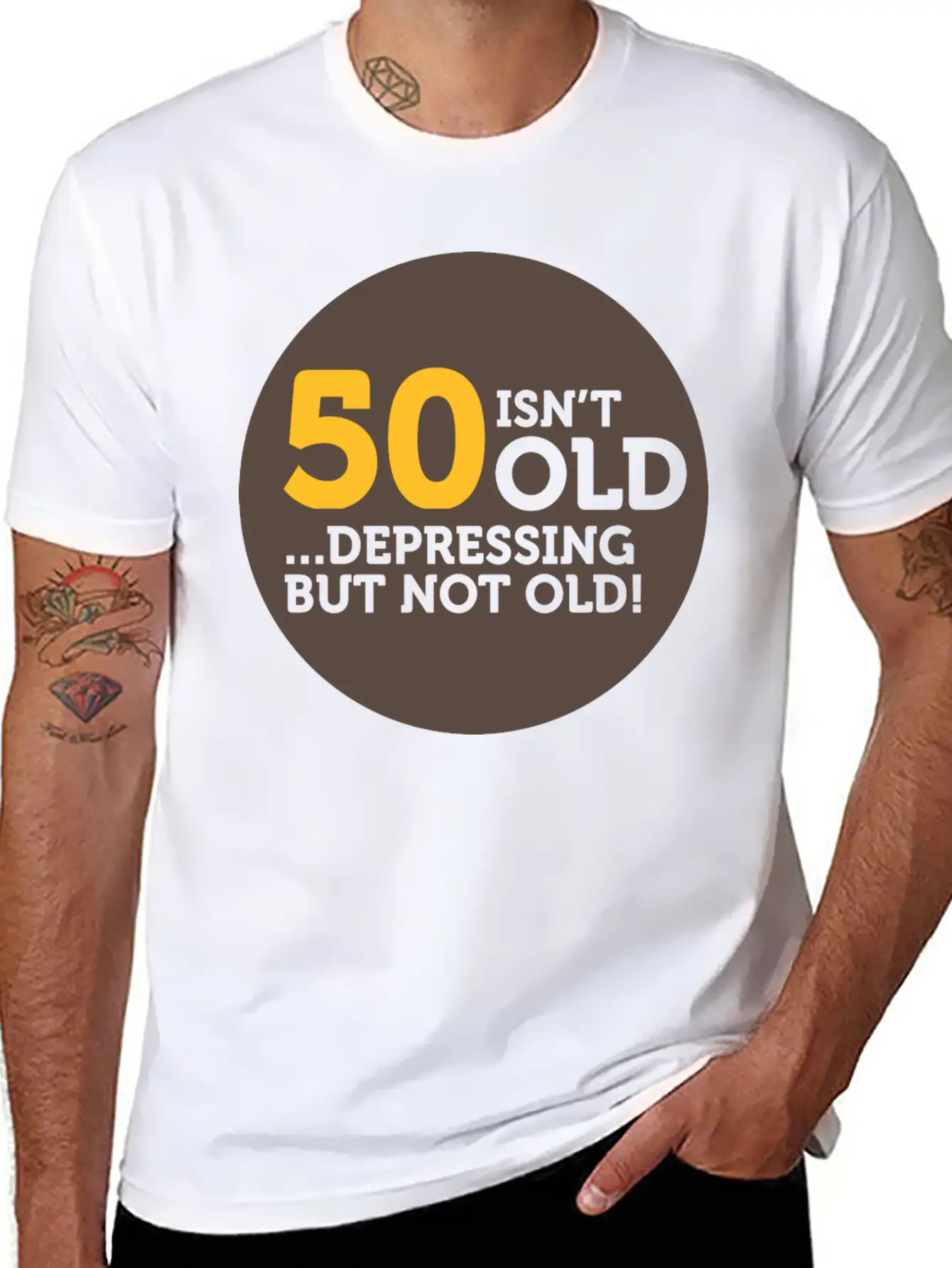 50 Is Not Old. Depressing, But Not Old! Classic Crew Neck Graphic Tee – Everyday Minimal Look