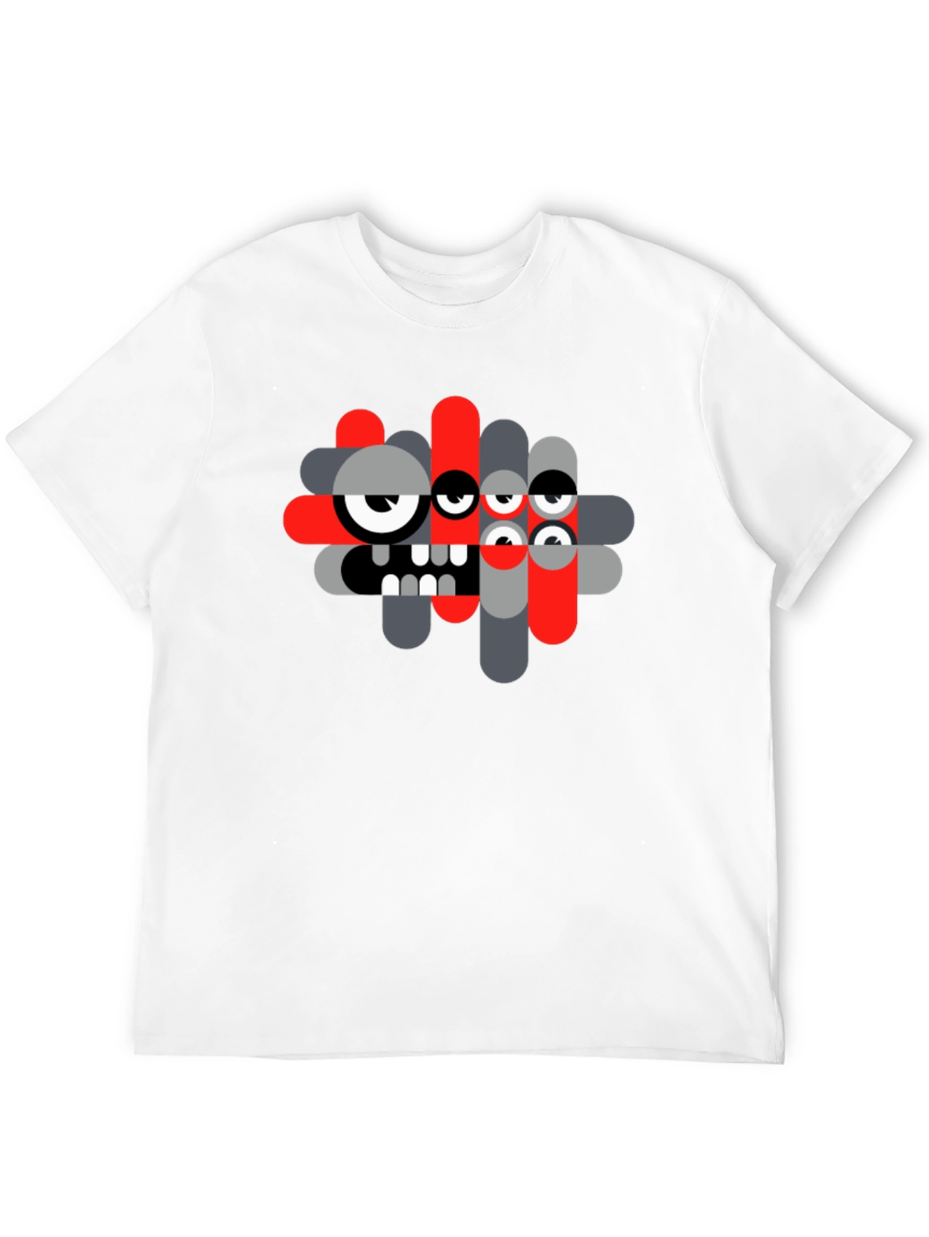 Abstract Monster Graphic Tee - Black Casual T-Shirt