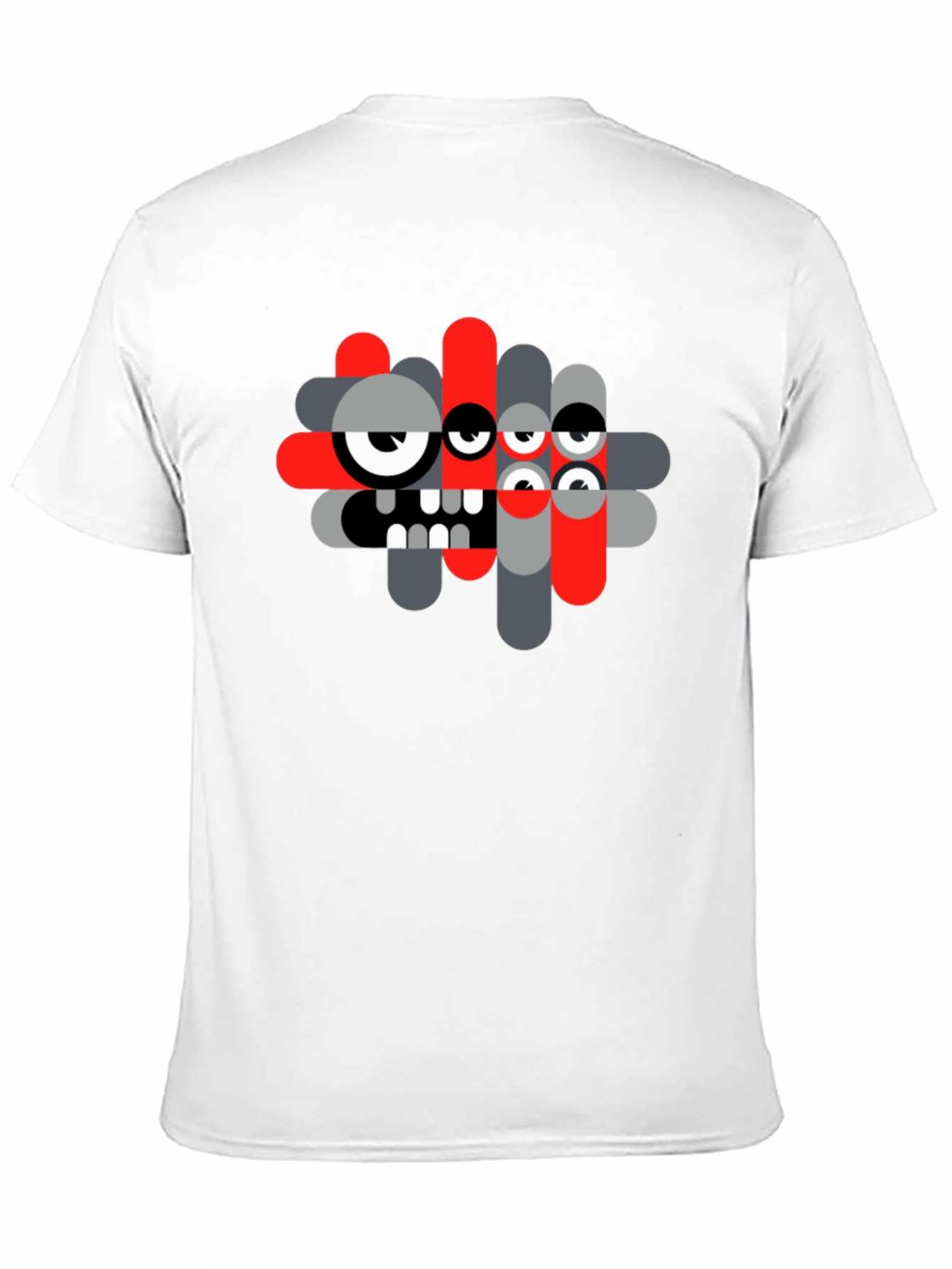 Abstract Monster Graphic Tee - Black Casual T-Shirt