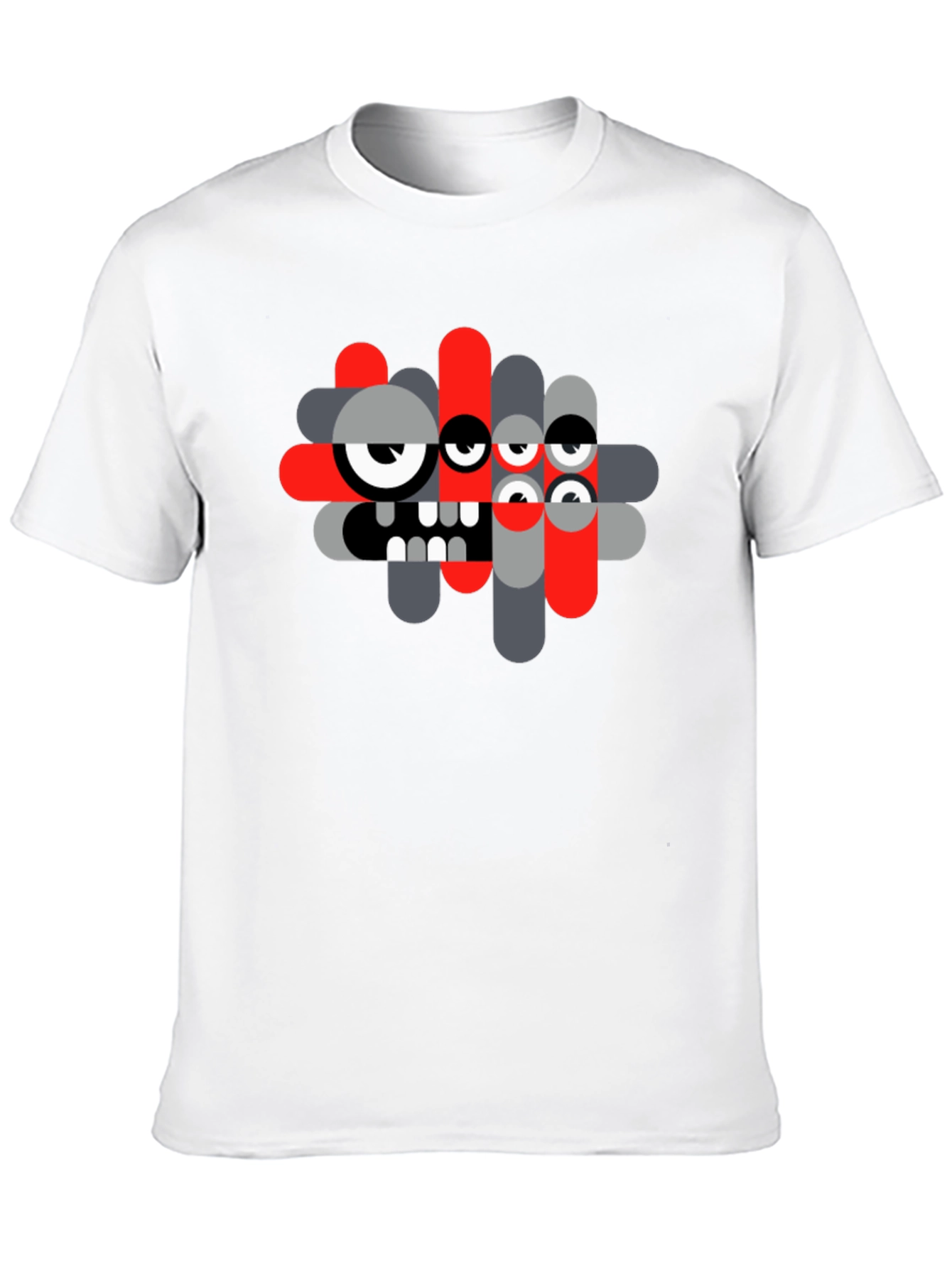 Abstract Monster Graphic Tee - Black Casual T-Shirt