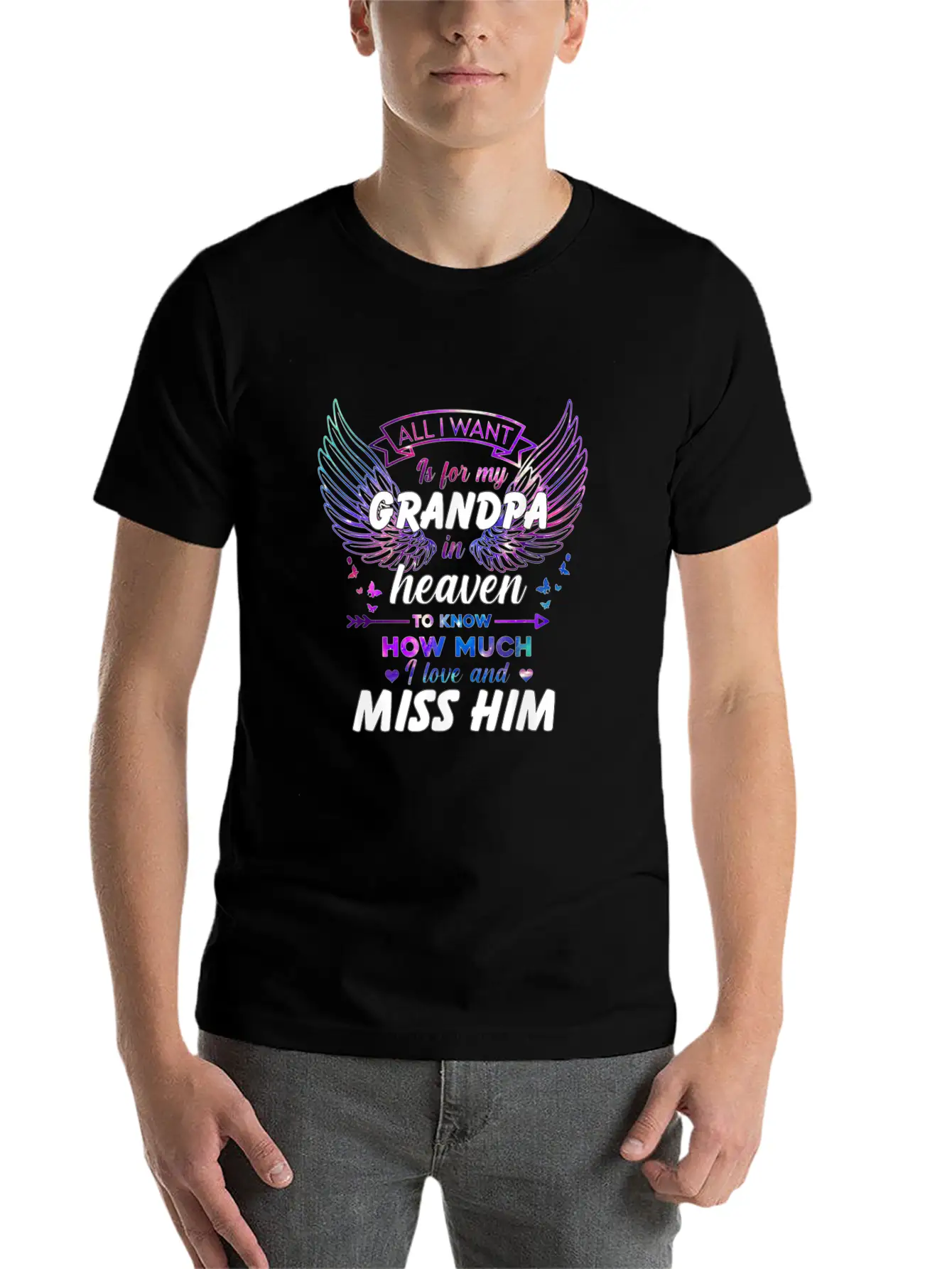 5pZ1 Memory Grandpa All I Want Is For My Grandpa I Timeless Short Sleeve Tee – Comfy And Minimalist Design