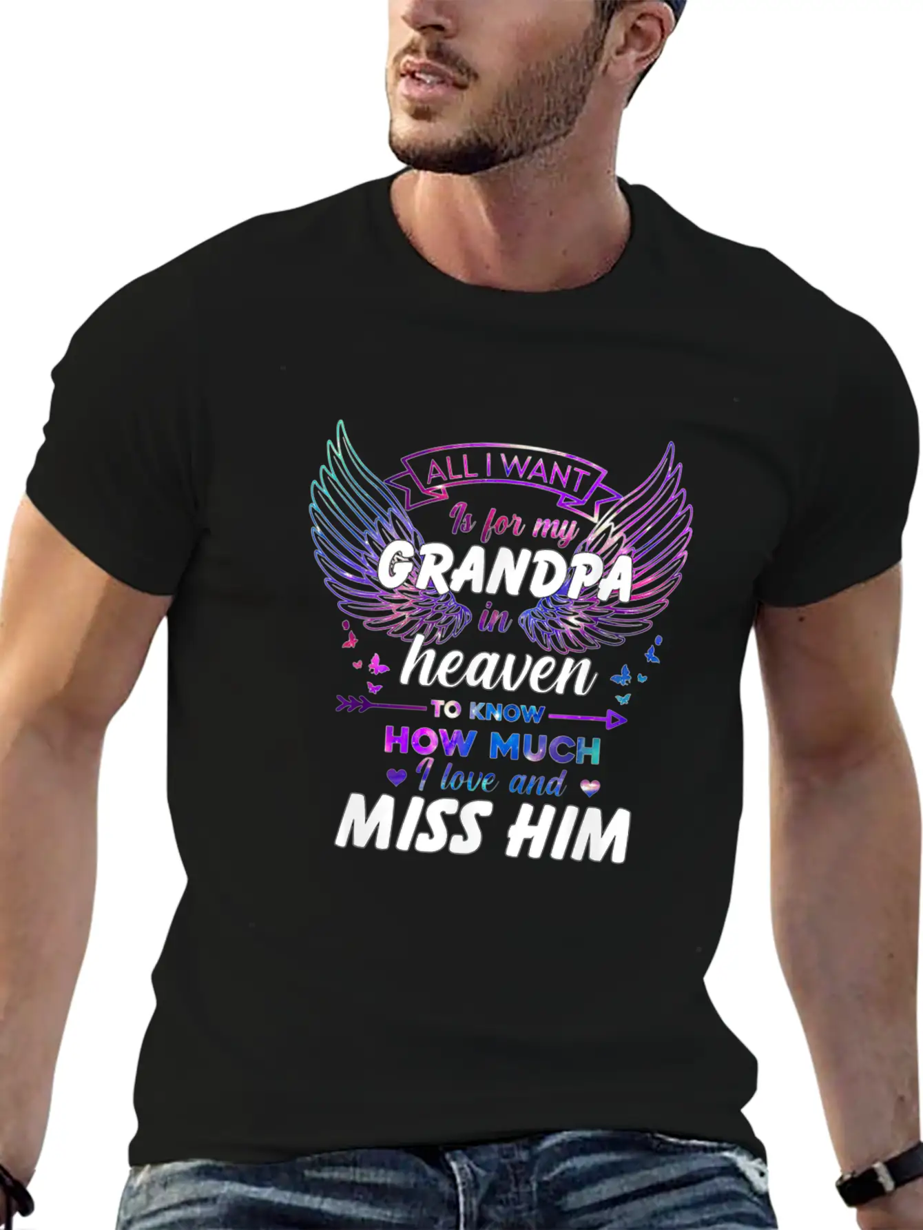 5pZ1 Memory Grandpa All I Want Is For My Grandpa I Timeless Short Sleeve Tee – Comfy And Minimalist Design