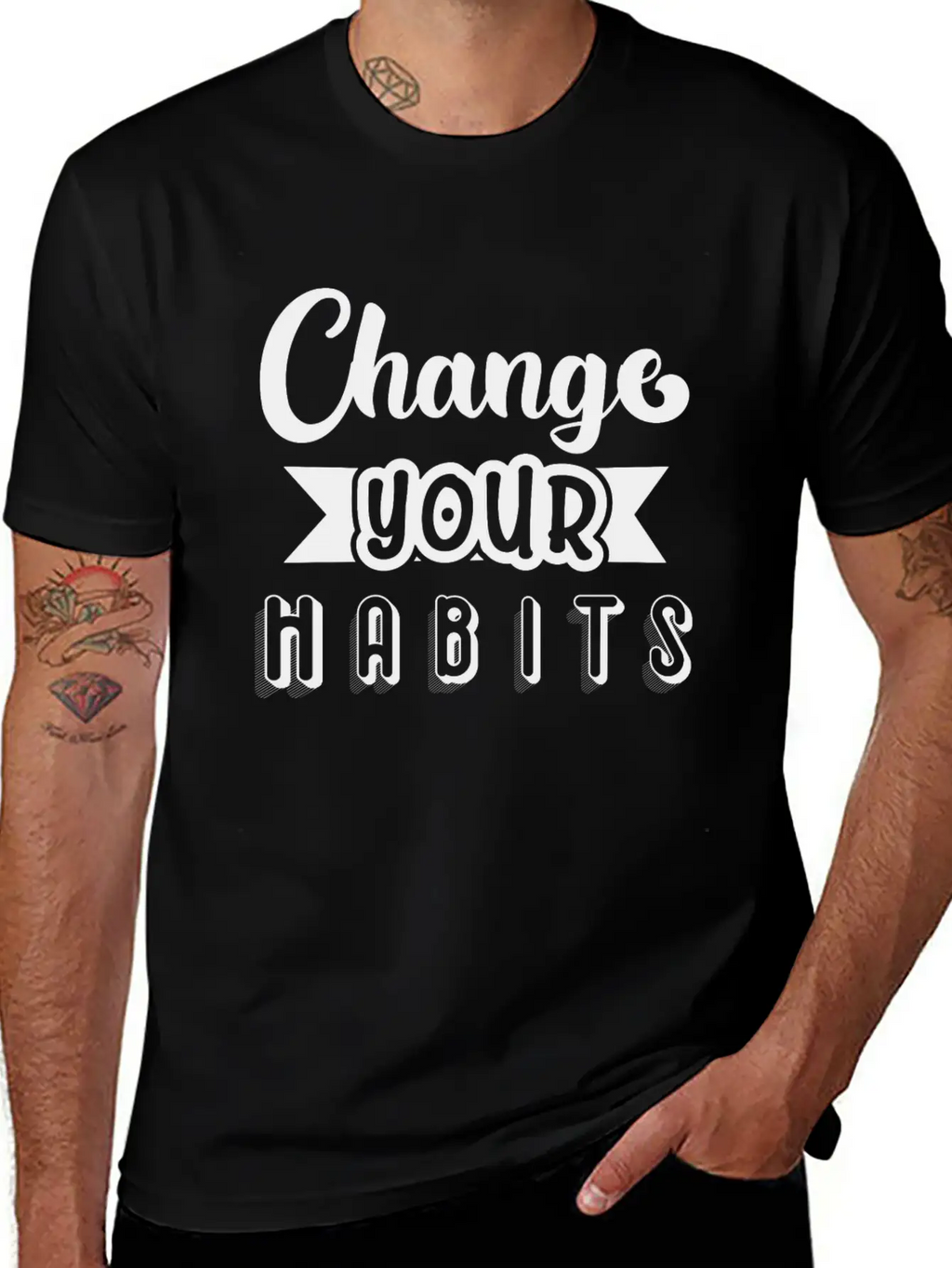 6296 Change Your HabitsChange Your Habits Simple Everyday Graphic Tee – Lightweight Summer Wear